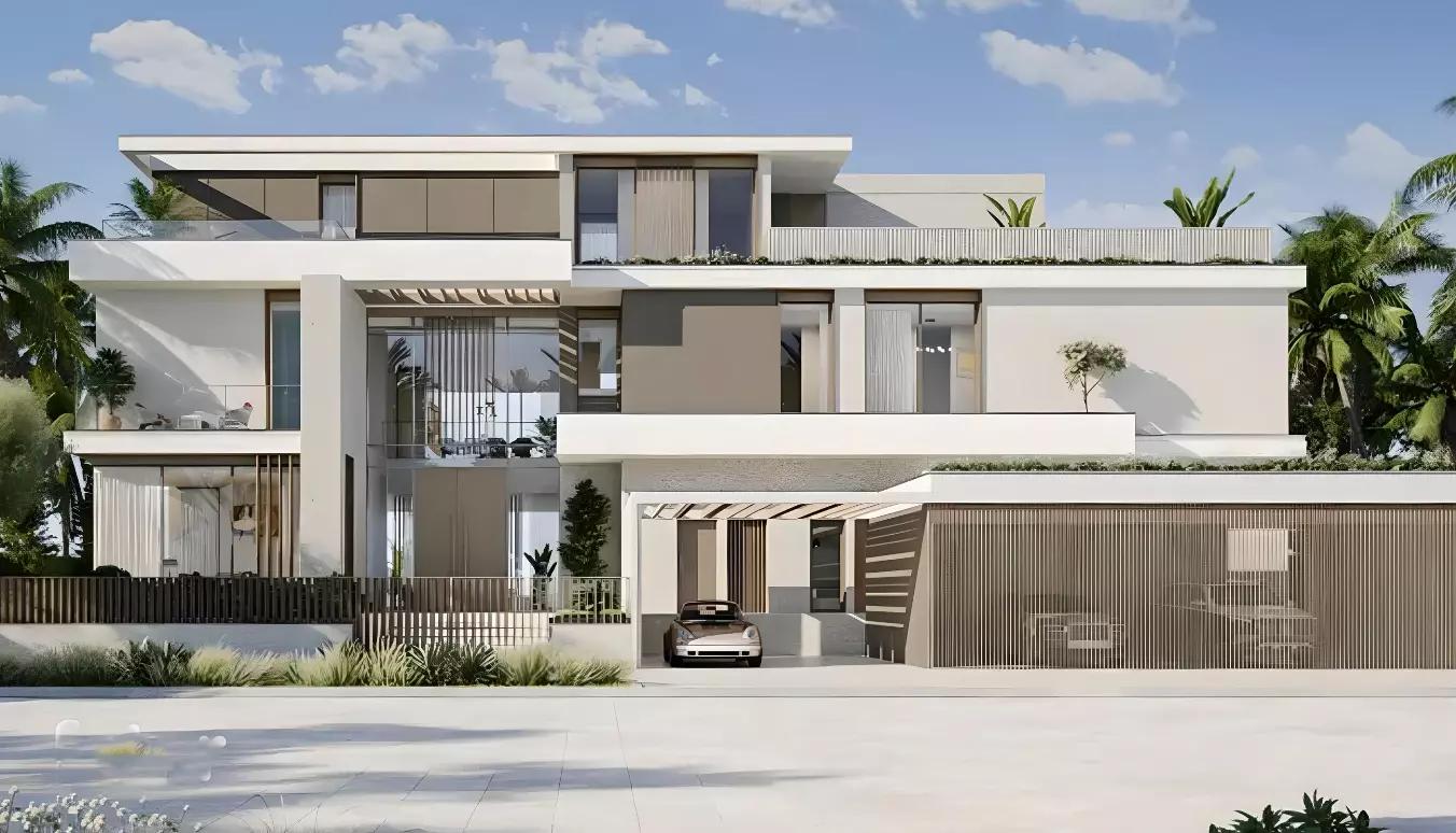 Bay Villas Phase 3 exterior facade with landscaped entrance, Dubai Islands