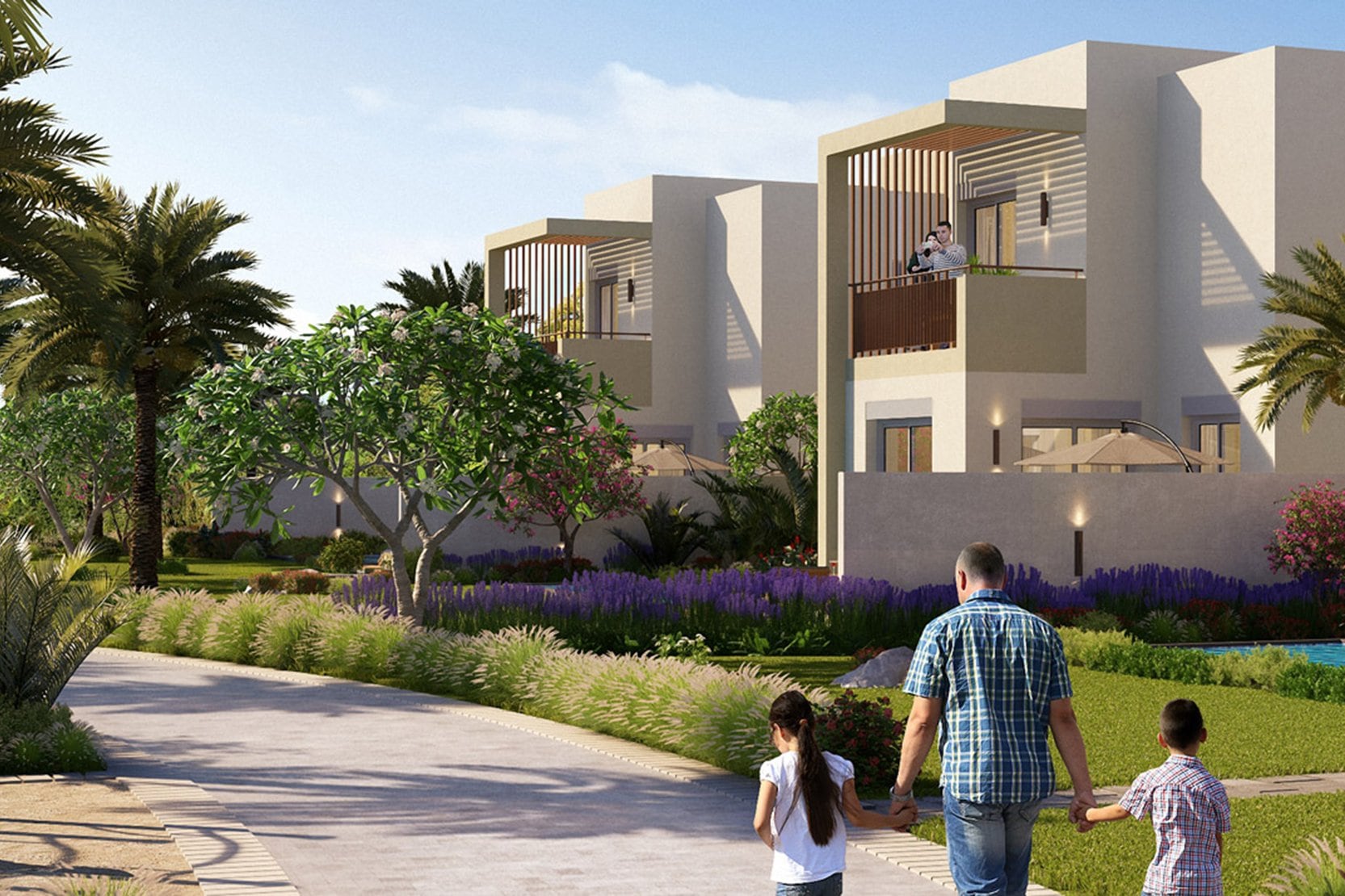 Golf Links standalone villa exterior with landscaped frontage, Emaar South