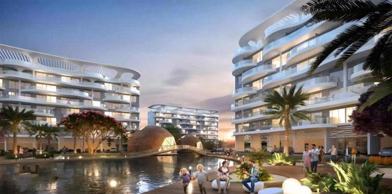 Damac Lagoon Views exterior facade with lagoon-facing balconies, DAMAC Lagoons, Dubai