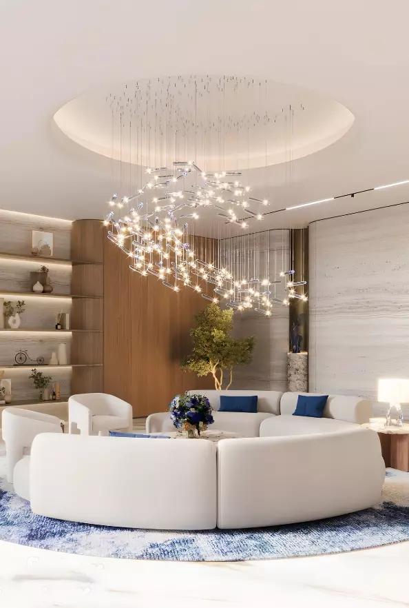 Interior living area of an apartment at Binghatti Dusk, Dubai