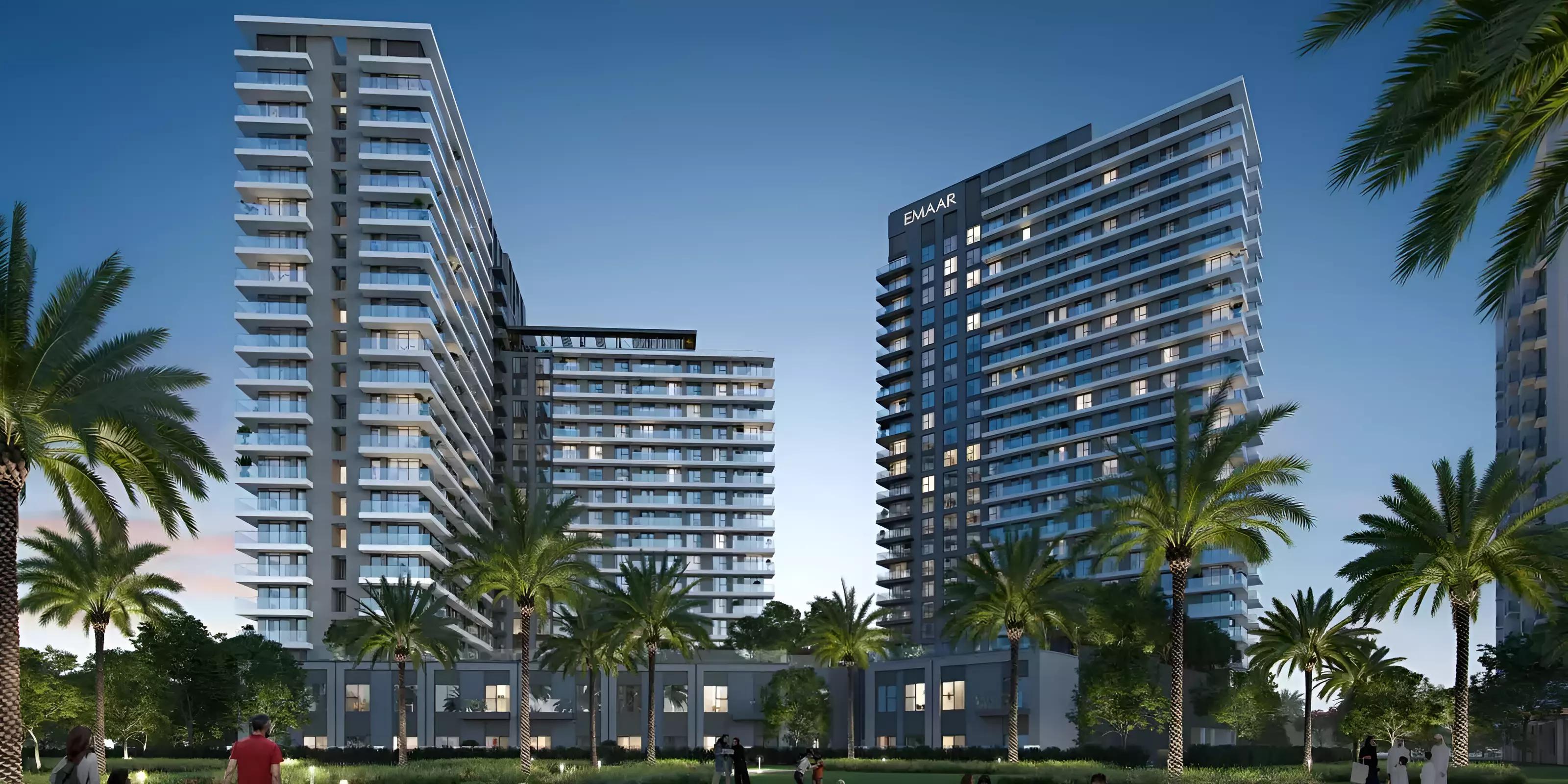 Greenside Residence facade and landscaping, Dubai Hills Estate, Dubai