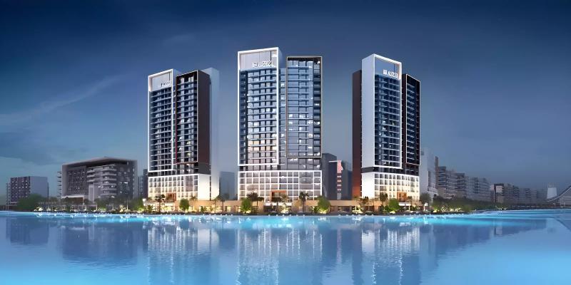 Azizi Riviera Beachfront tower exterior view, Meydan One, Dubai