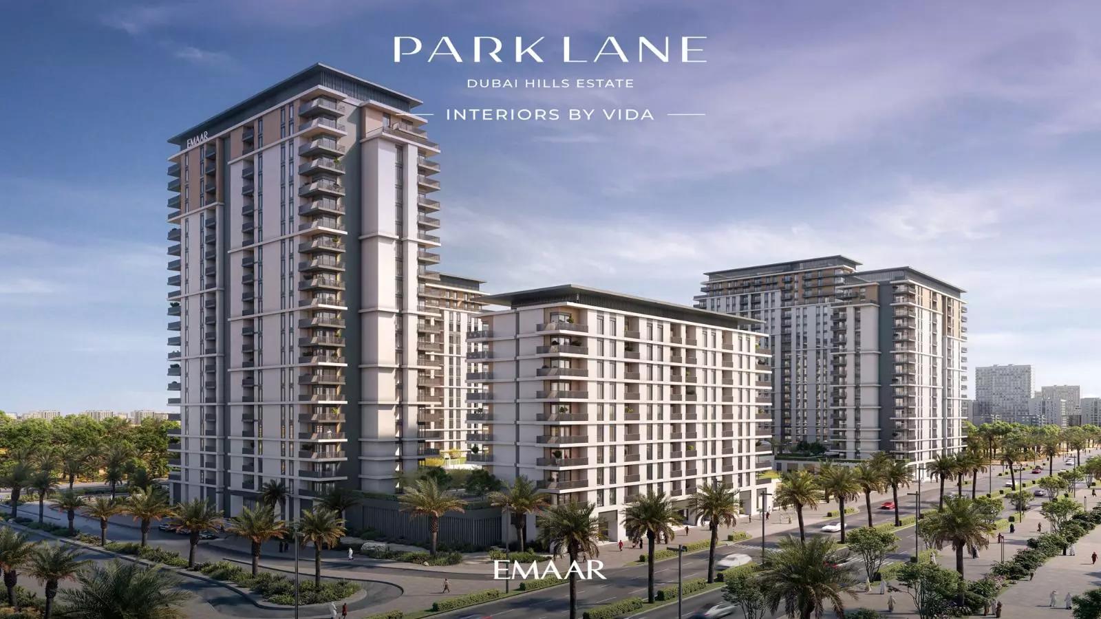 Park Lane Residences building entrance and landscaping, Dubai Hills Estate