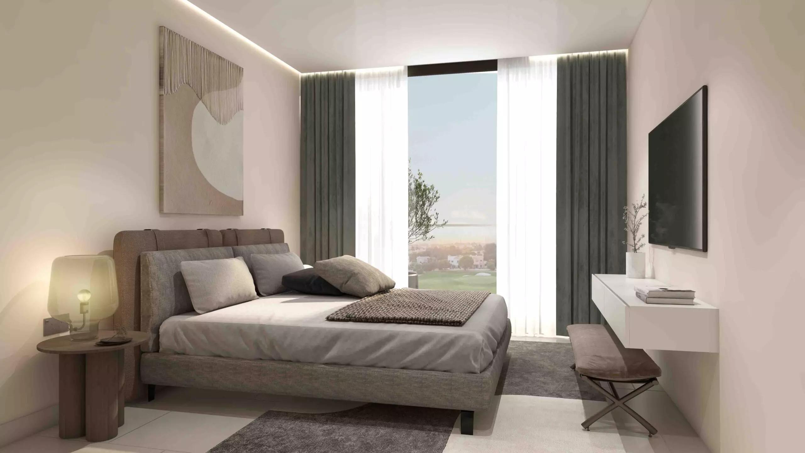 Condor Golf Links 18 apartment interior living space, Dubai Sports City, Dubai