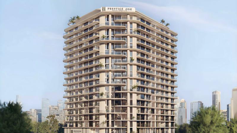 The Boulevard by Prestige One exterior facade view, Dubai Land Residence Complex