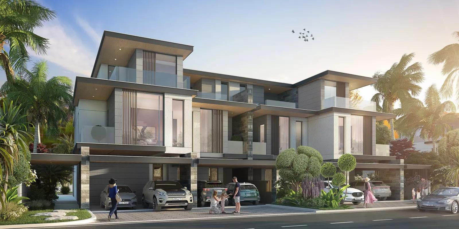Morocco residence facade with private garden, DAMAC Lagoons, Dubai