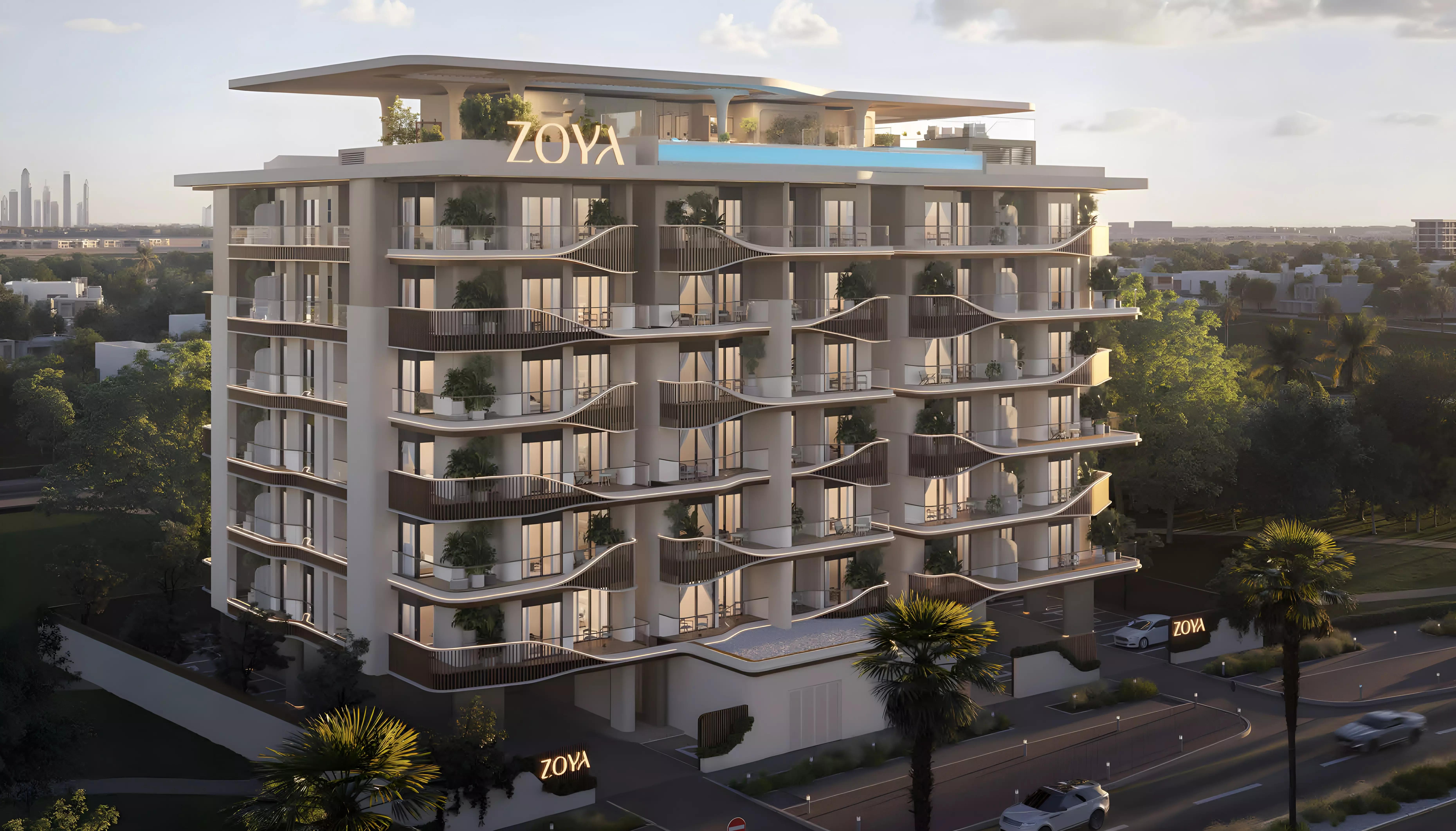 Elinor apartment tower exterior facade, Dubai South, Dubai