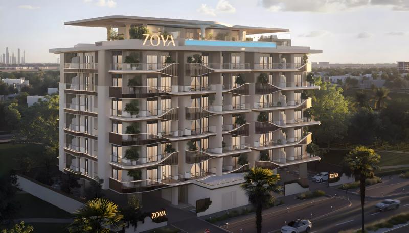 Elinor apartment tower exterior facade, Dubai South, Dubai