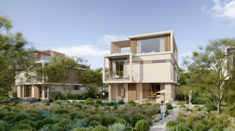 The Acres Estates villa exterior with landscaped garden, Dubai Land, Dubai