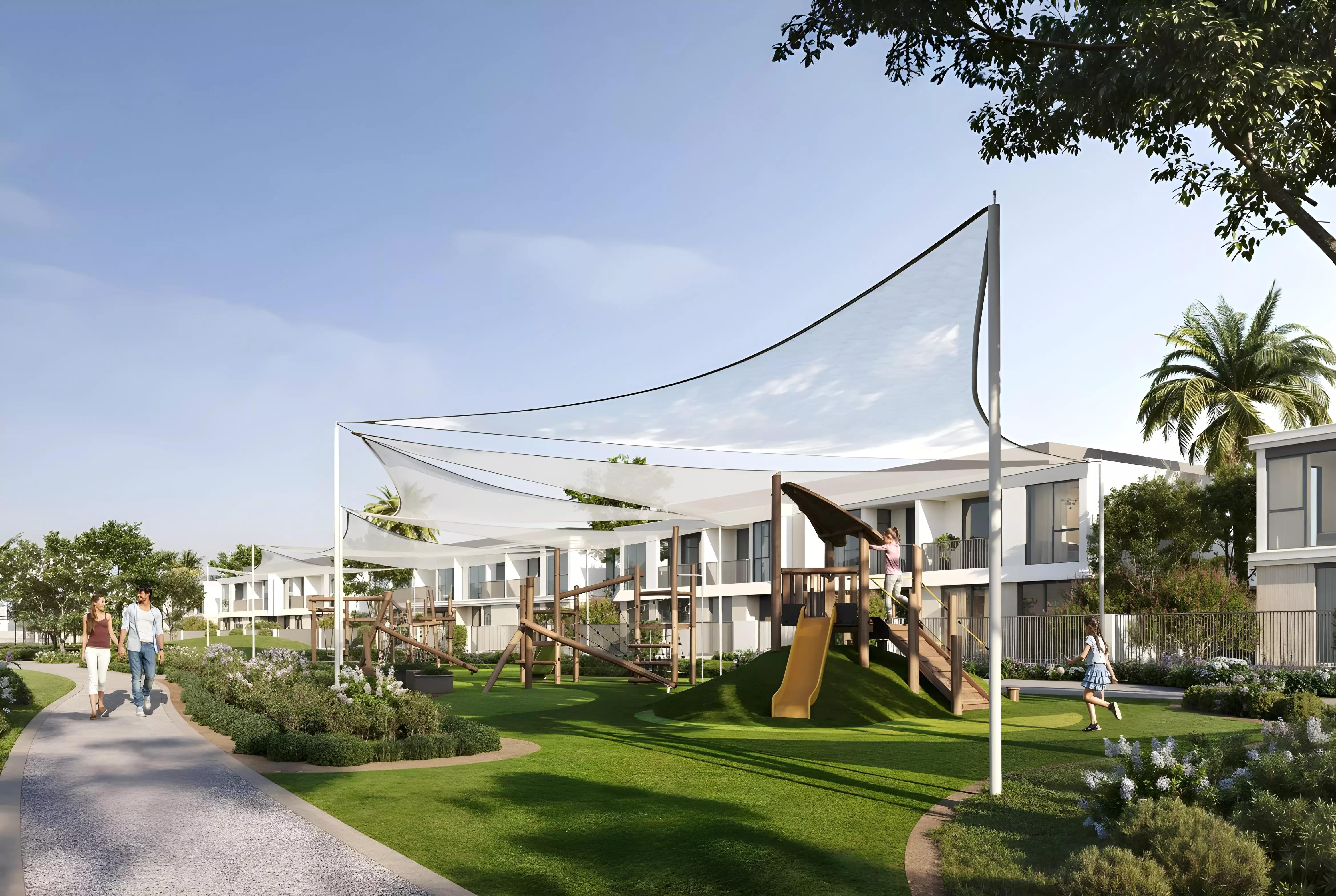 Greenville Phase 2 community pool and amenities area, Emaar South, Dubai