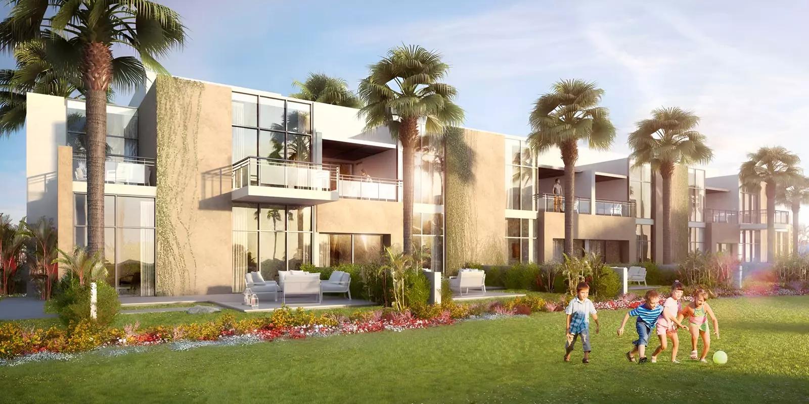 Jade at The Fields private pool area between townhouses, Dubai