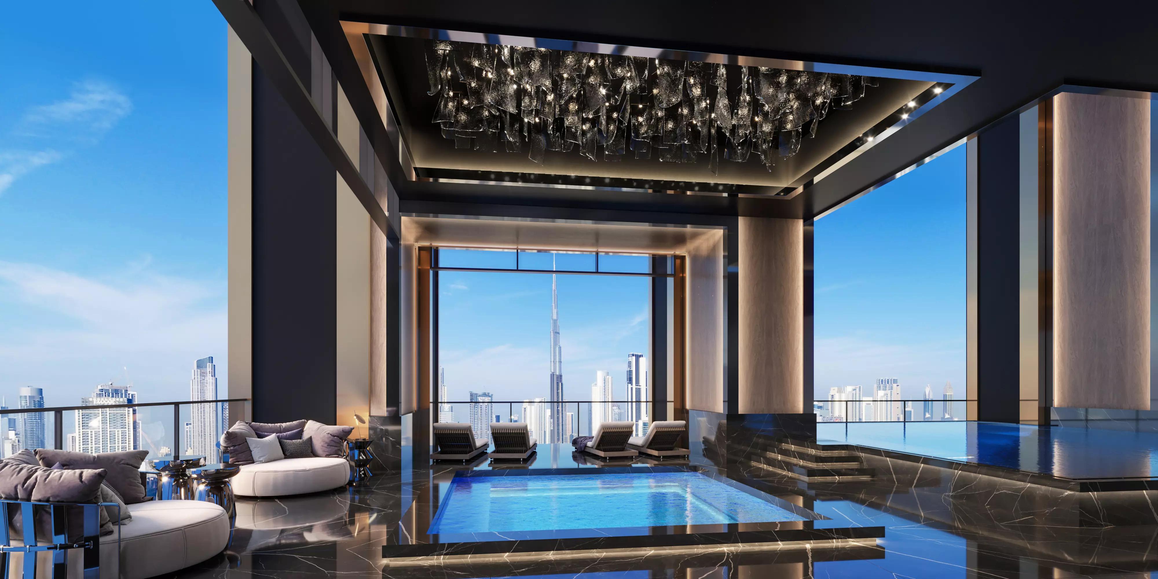 Burj Binghatti Jacob & Co bedroom interior, Business Bay, Dubai