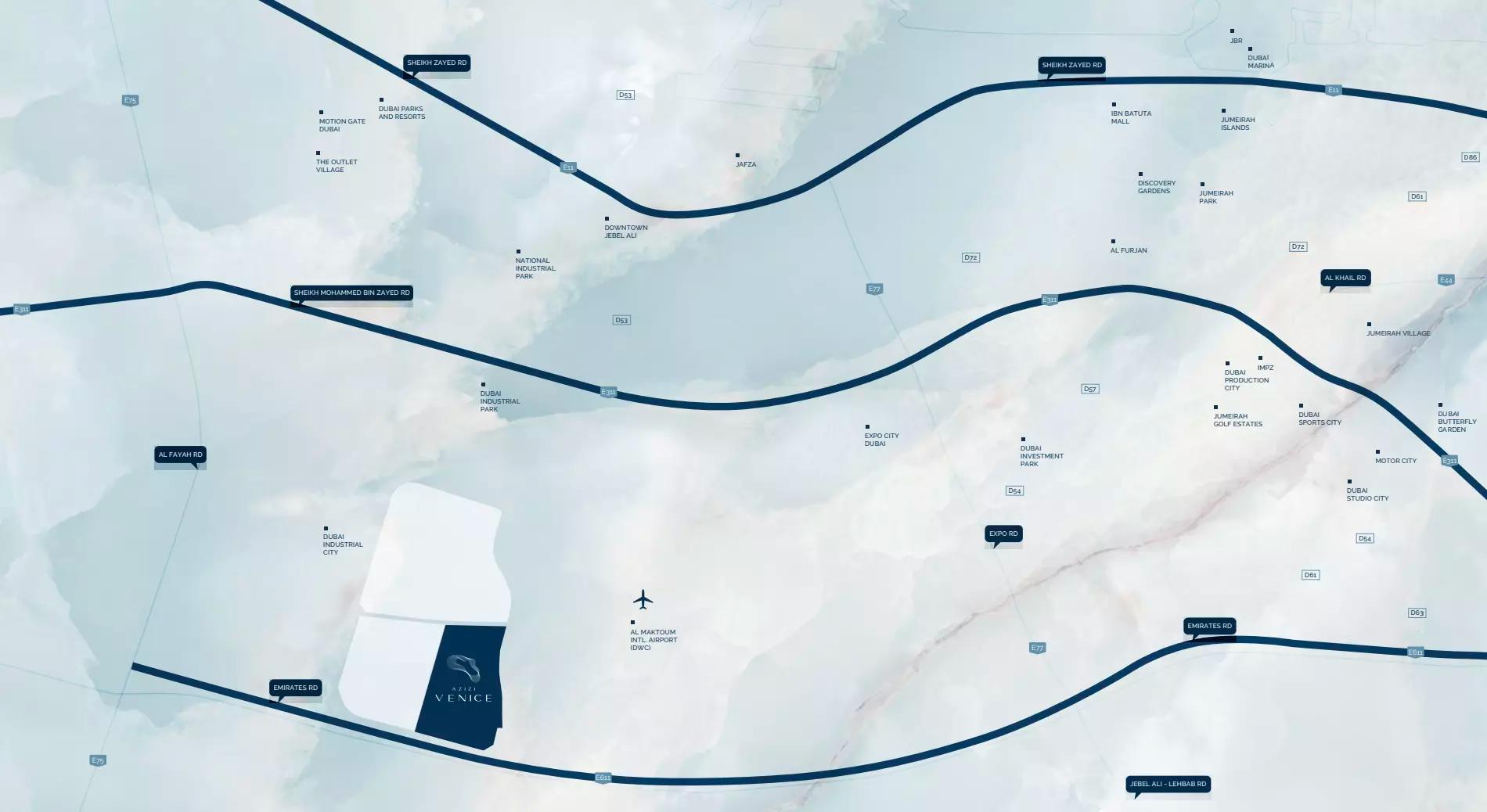 Azizi Venice master plan layout, Dubai South