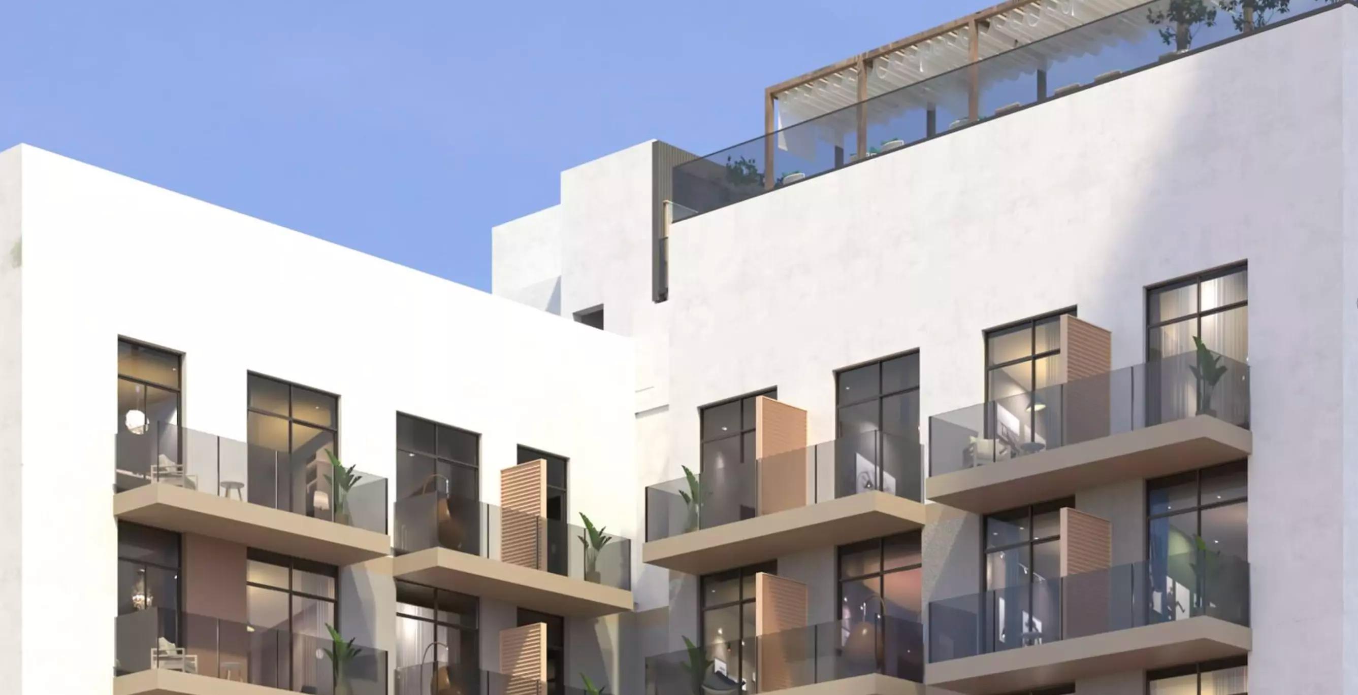Stonehenge Residences Phase 2 building entrance and driveway, Jumeirah Village Circle
