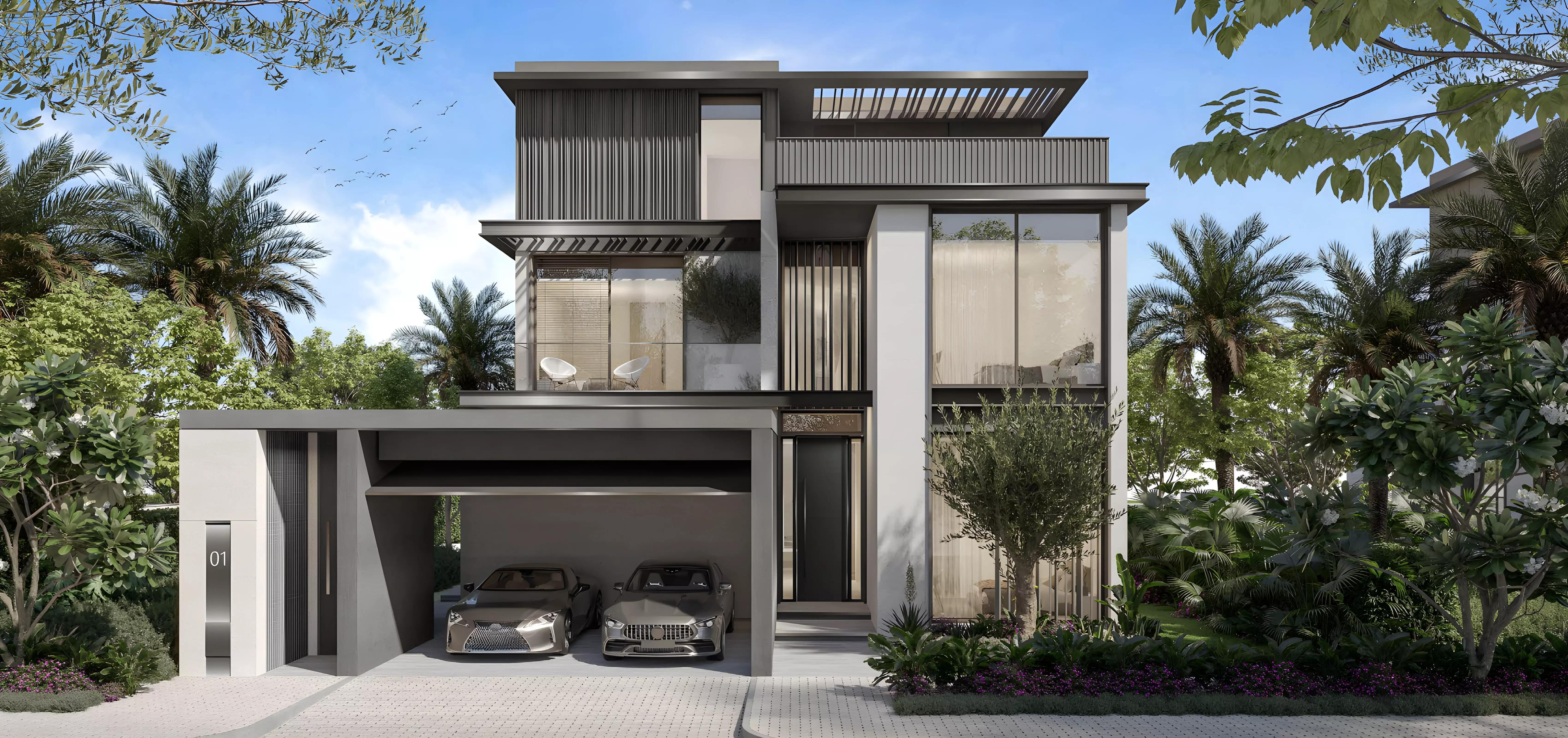 Nad Al Sheba Gardens 10 villa facade view, Nad Al Sheba Gardens community, Dubai