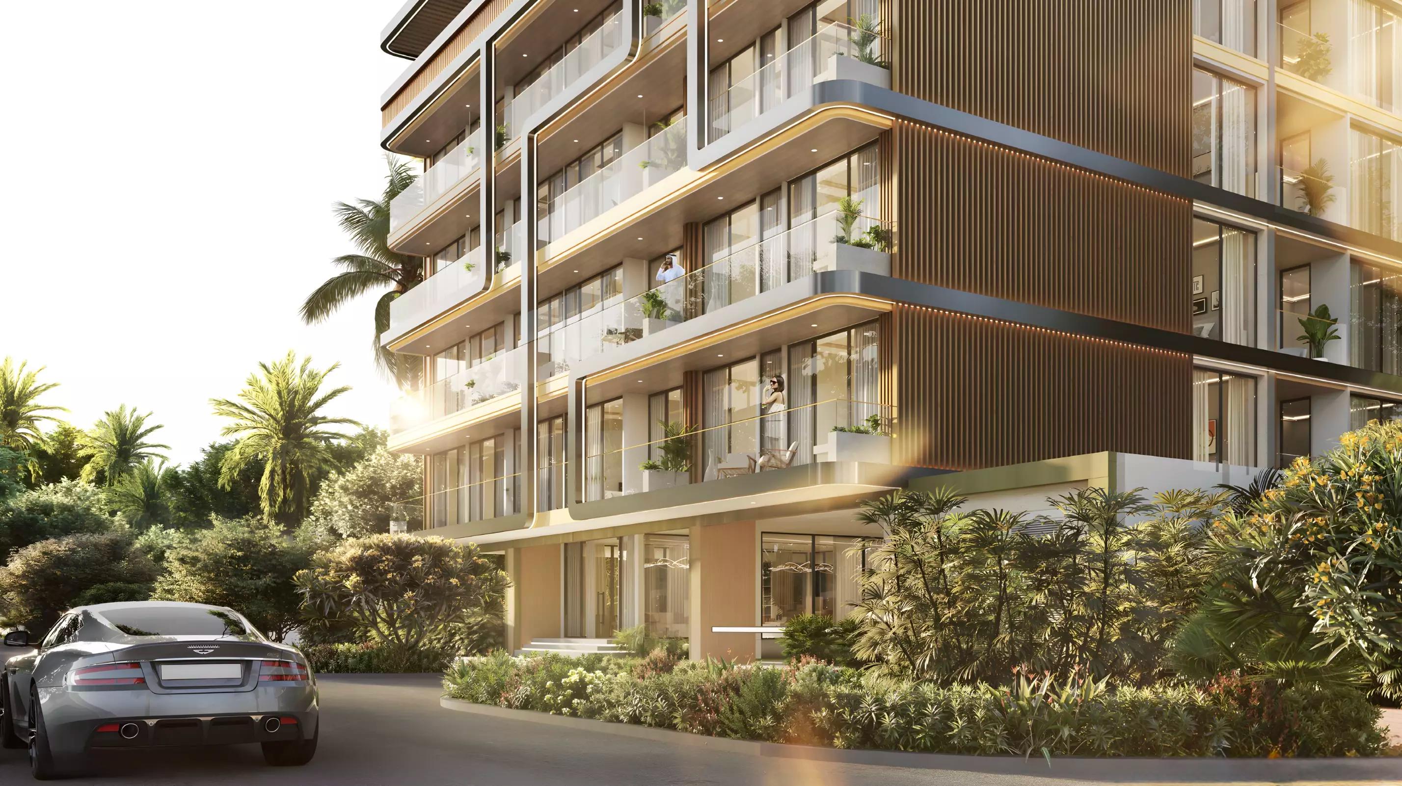Derby Heights amenity deck with pool area, Dubai