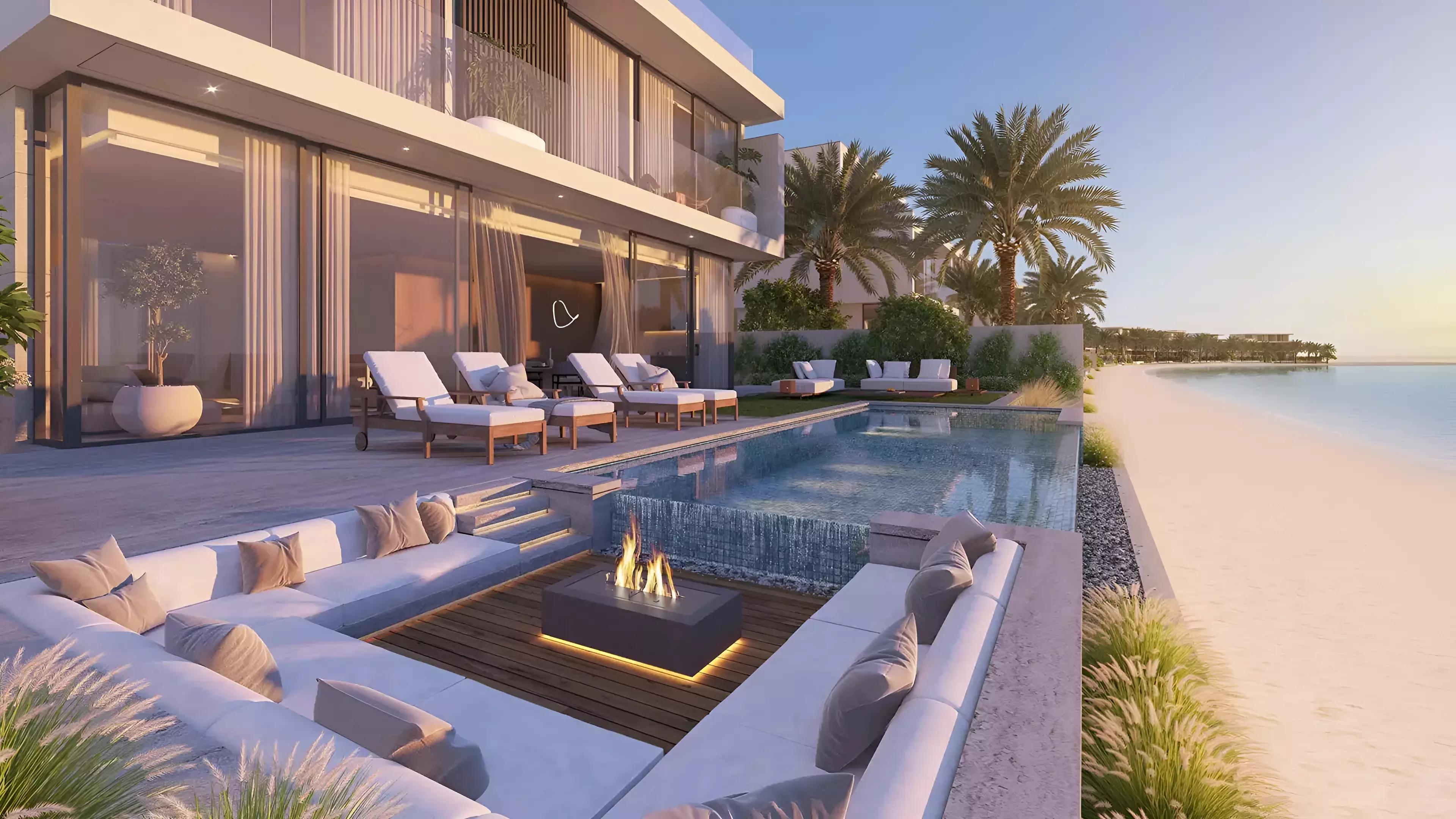 Villa Pacific Breeze poolside area, Palm Jebel Ali, Dubai