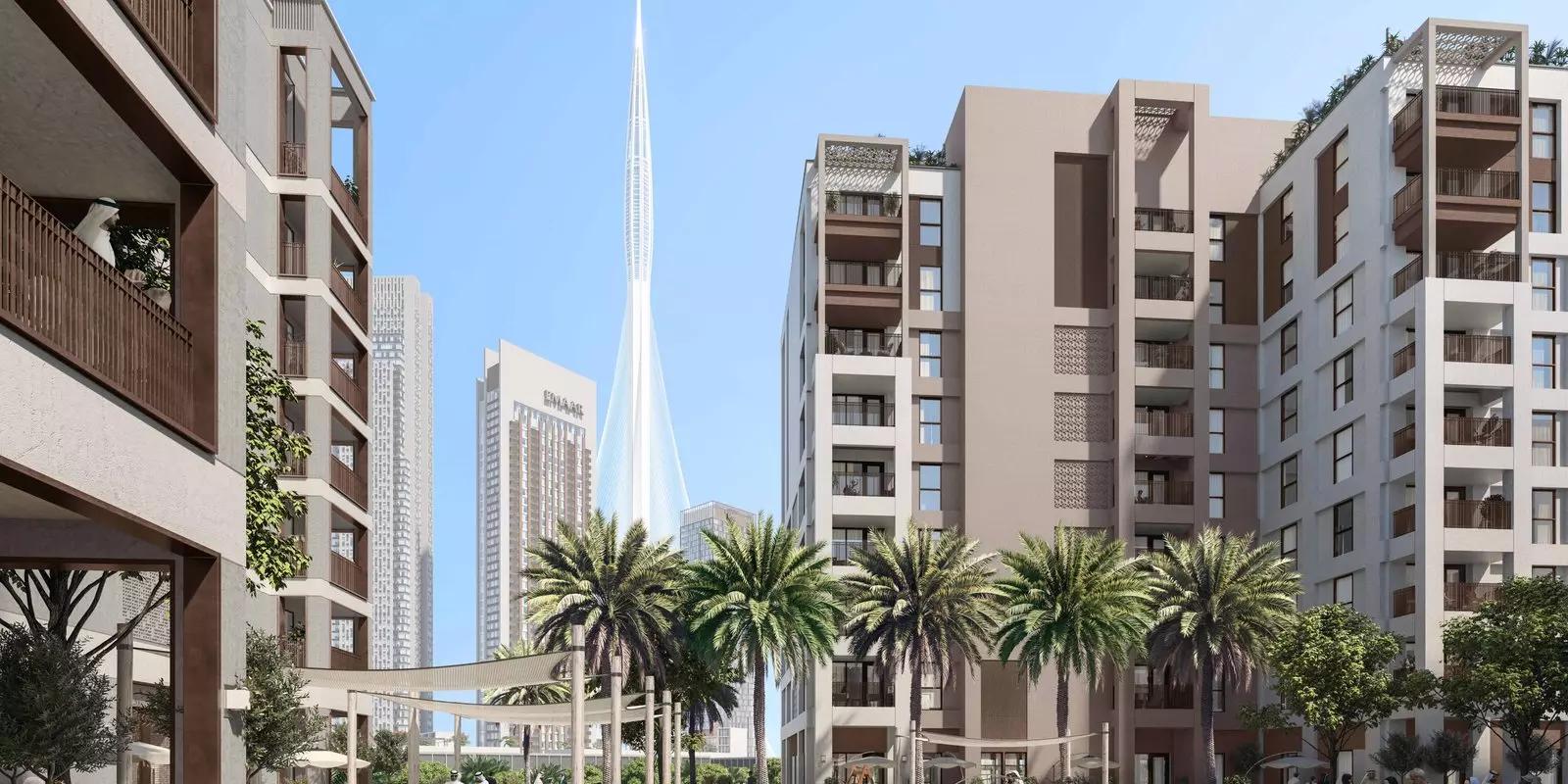 Summer apartment interior living space, Creek Beach, Dubai Creek Harbour