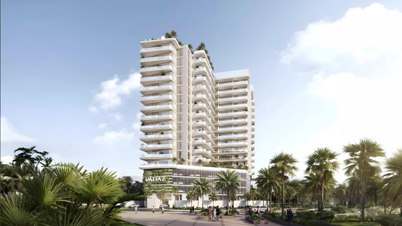 Exterior facade of Cove Edition 4 by Imtiaz apartment building, Dubai Land Residence Complex