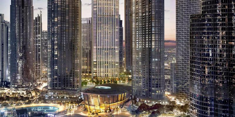 St Regis The Residences exterior tower view, Burj Khalifa area, Downtown Dubai