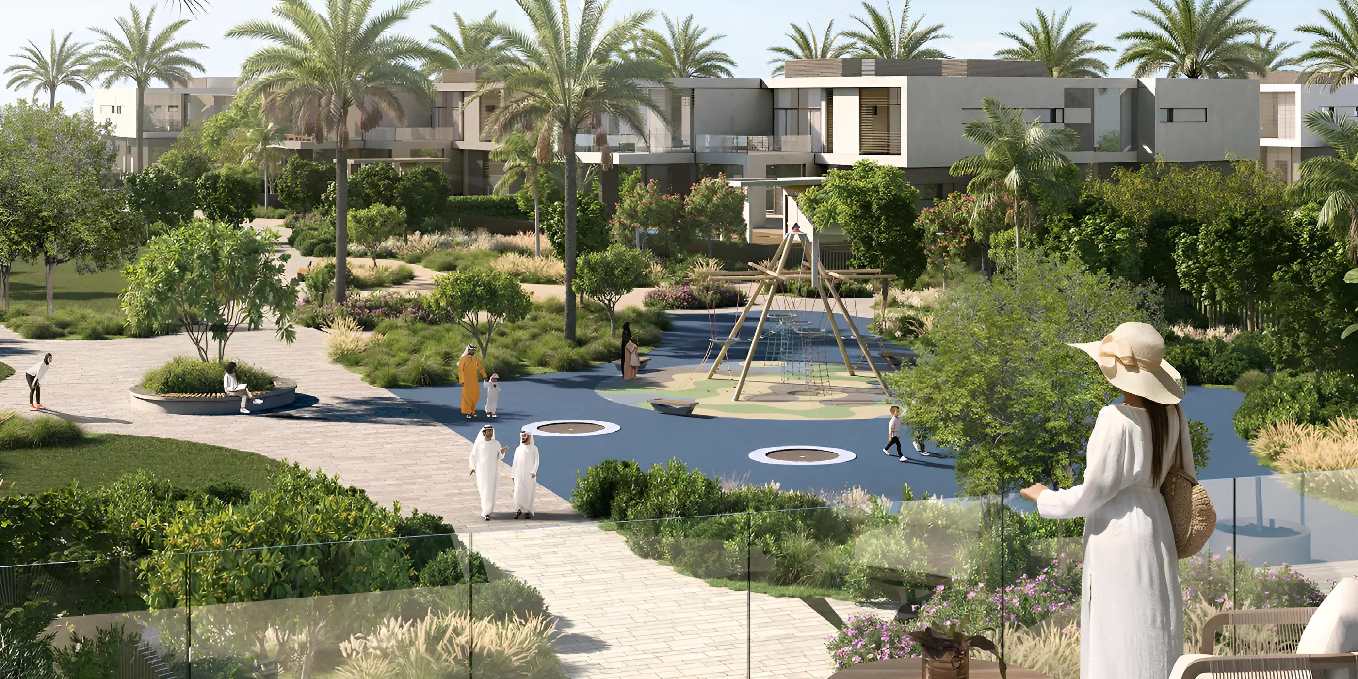 Street-level view of Meydan Avenue C development, Meydan, Dubai