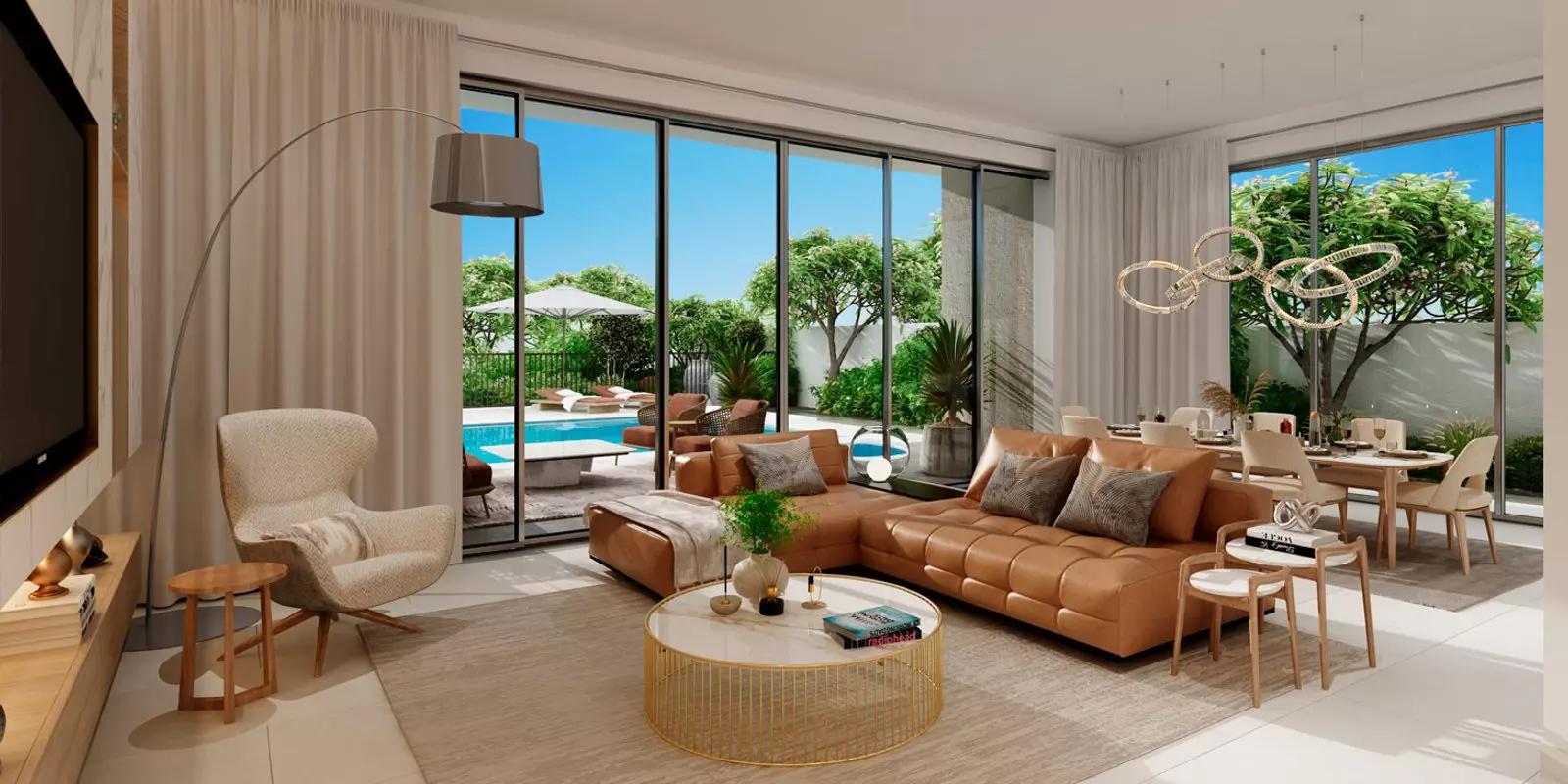 Interior living space of a Nakheel townhouse in Jebel Ali Village