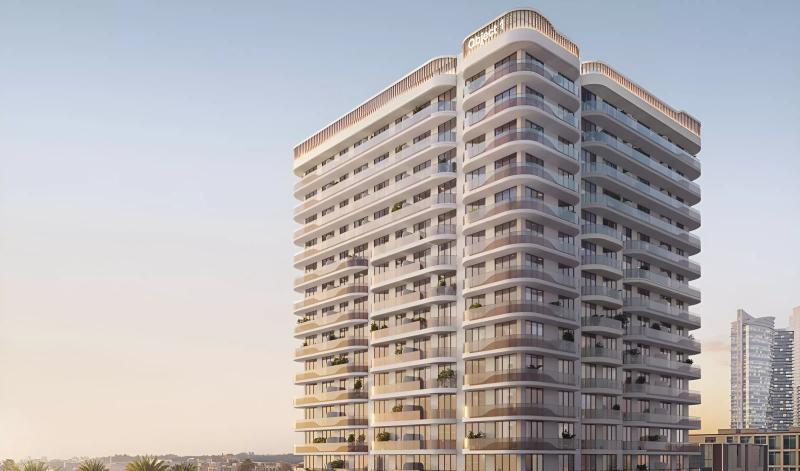V1stara House apartment building exterior render, Jebel Ali Village, Dubai