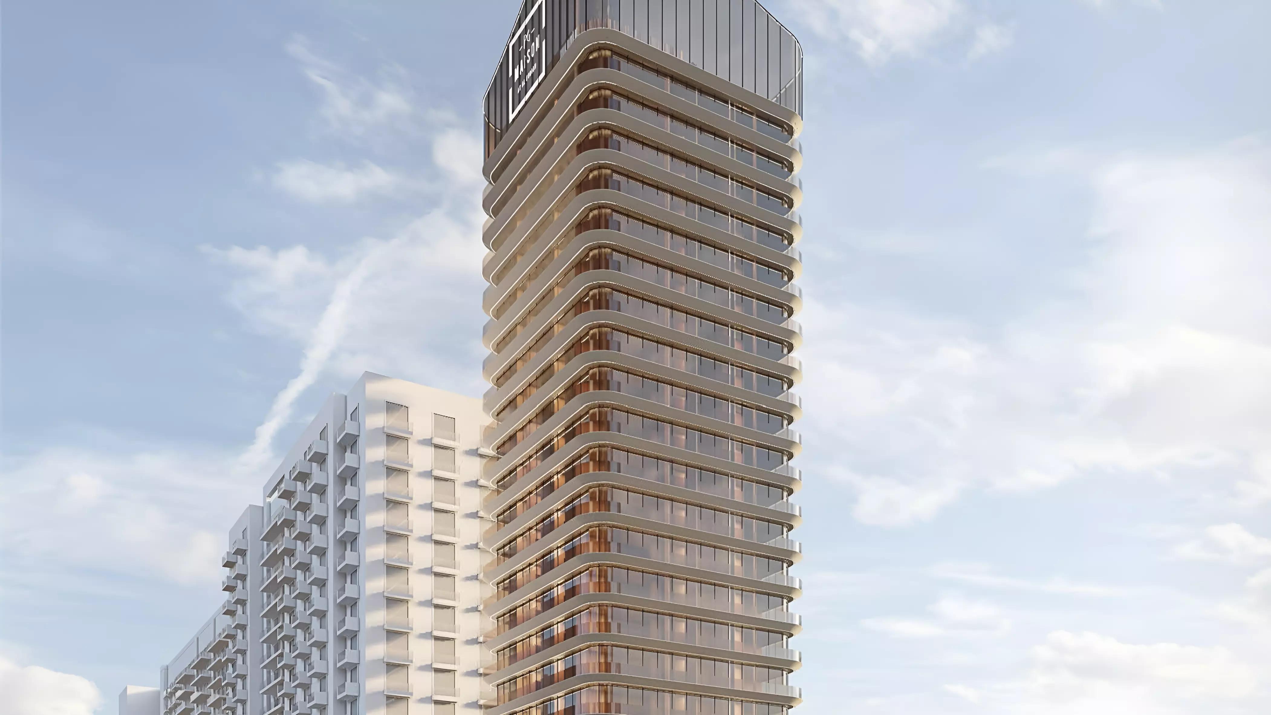 PG Maison apartment building exterior in Al Furjan, Dubai