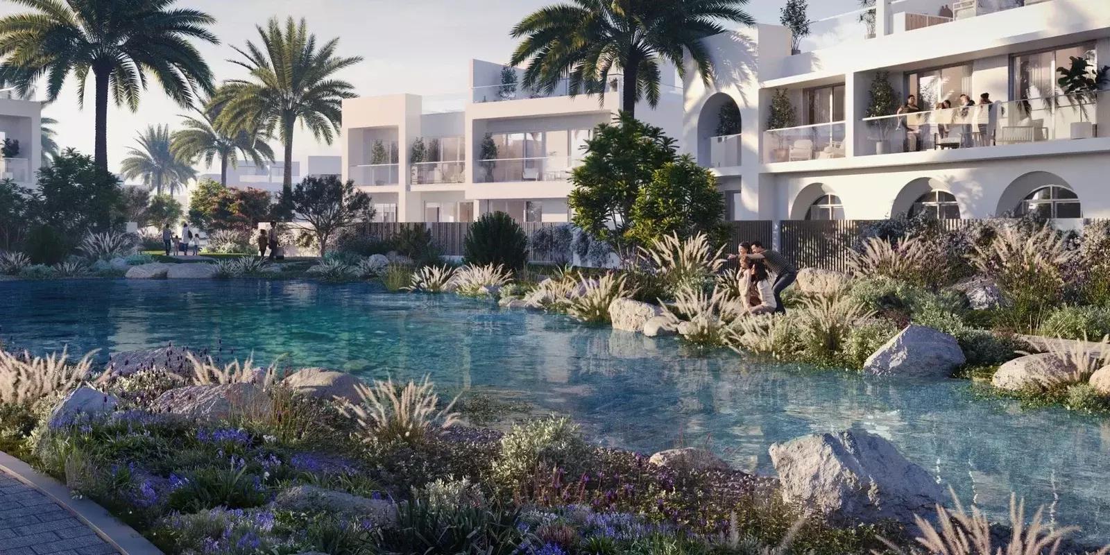 Alana villa exterior with landscaped frontage, The Valley, Dubai