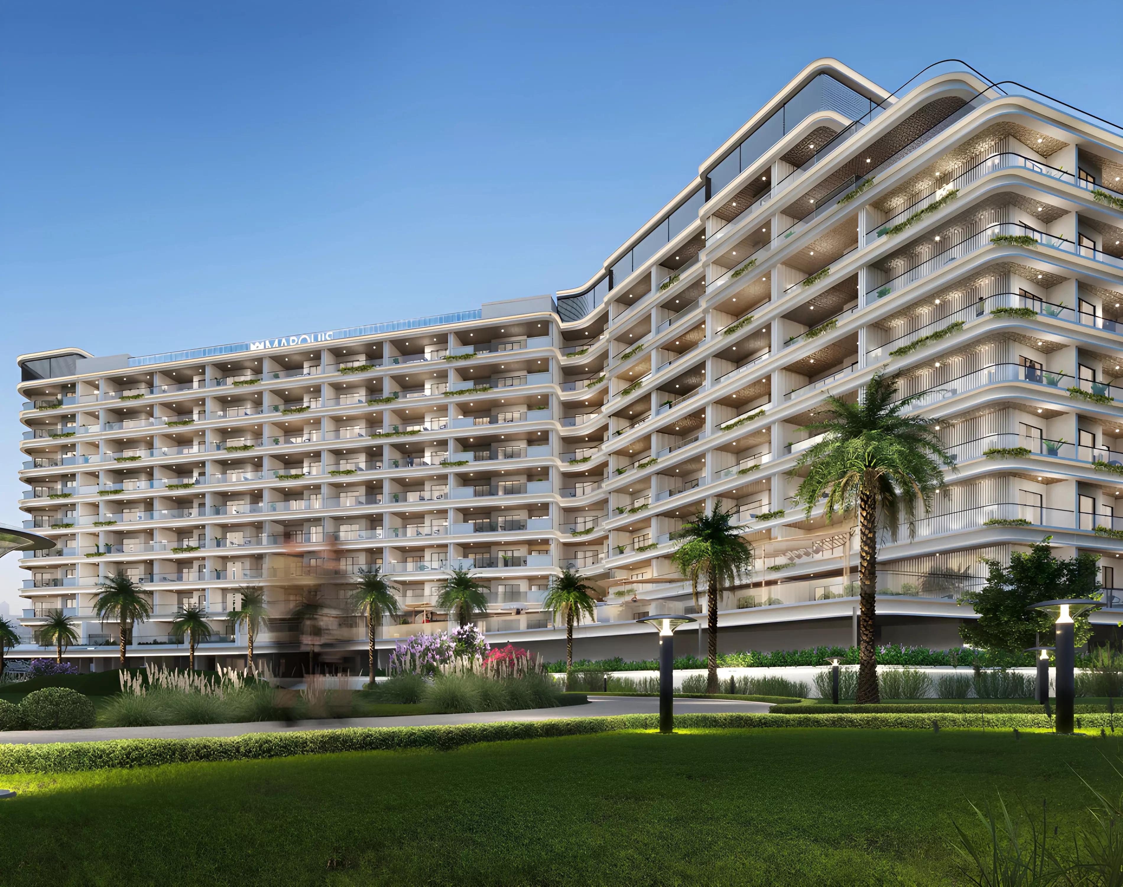 Marquis Insignia tower exterior facade in Arjan, Dubai