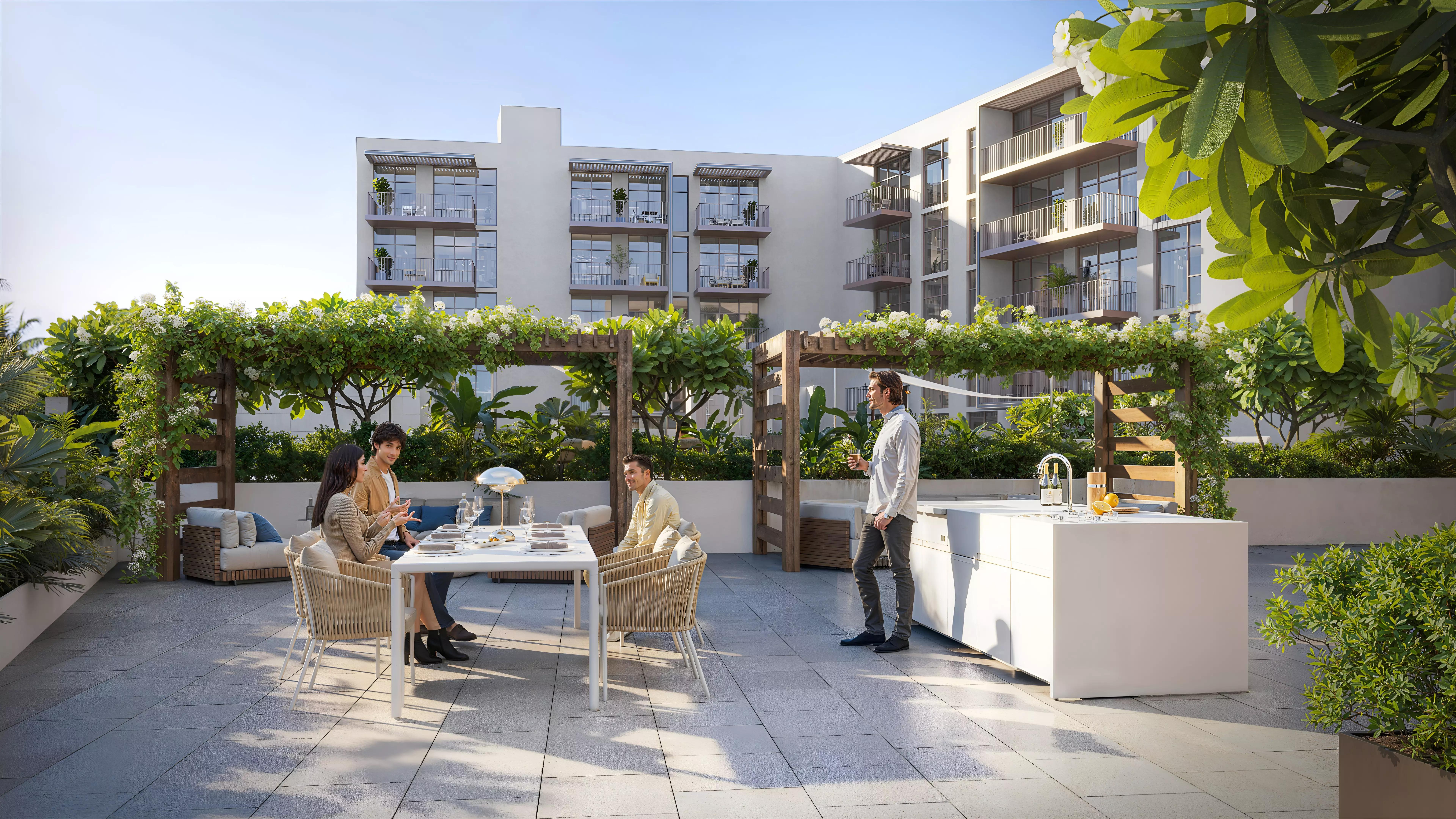 IR1DIAN Park landscaped grounds and pool area, JVC, Dubai