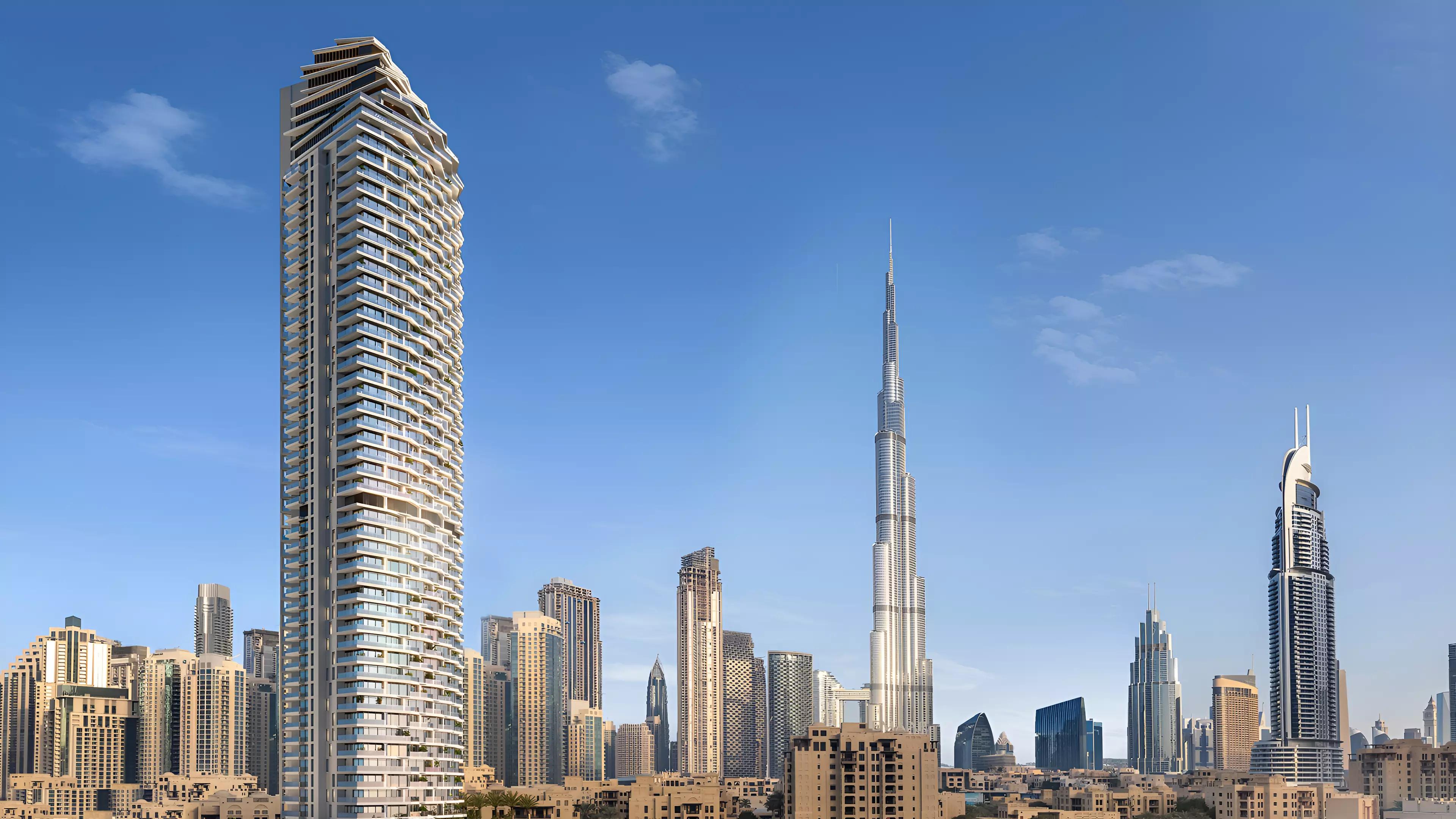 W Residences Downtown Dubai tower exterior view