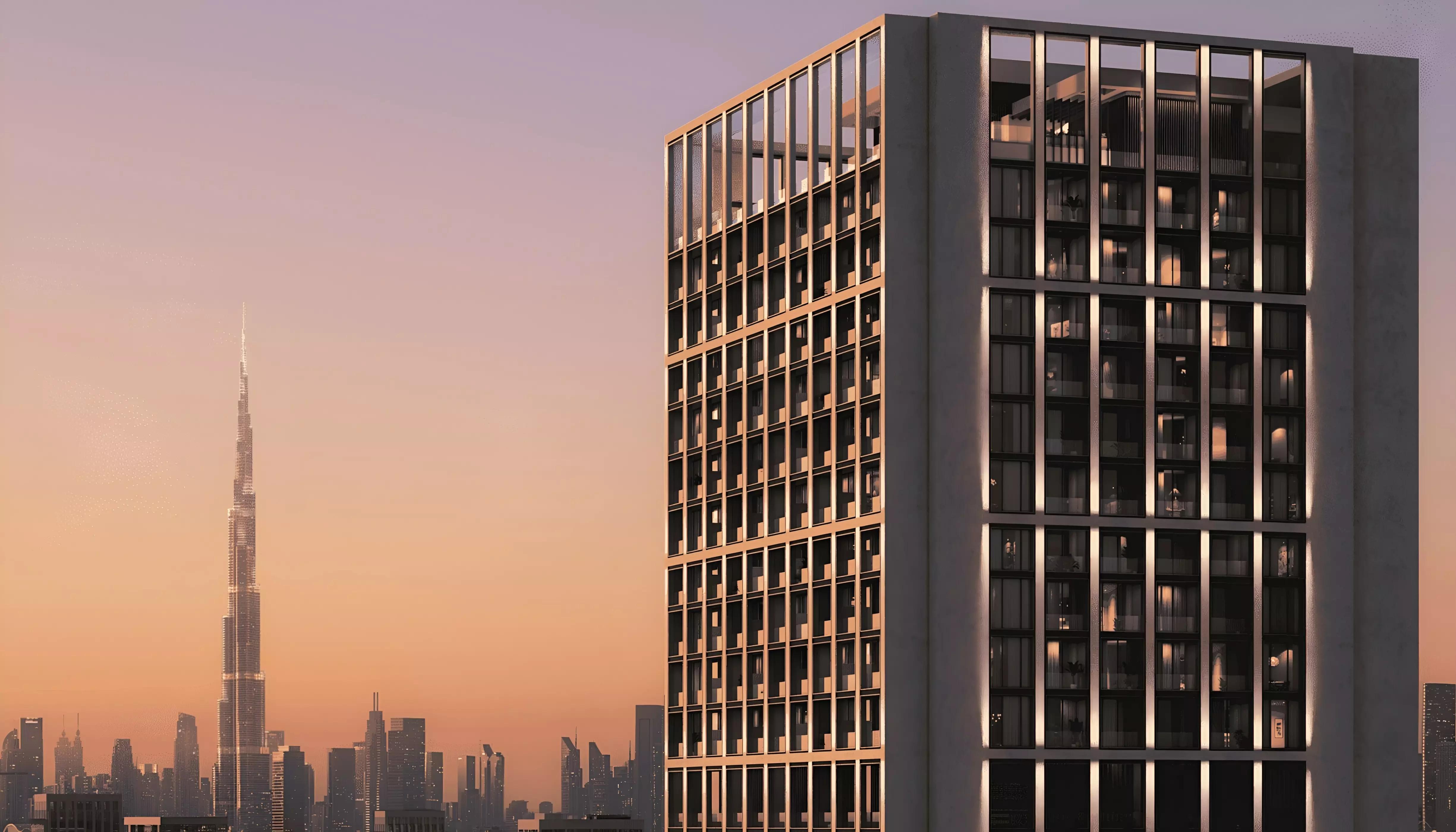 Binghatti Moonlight building facade detail, Al Jaddaf, Dubai