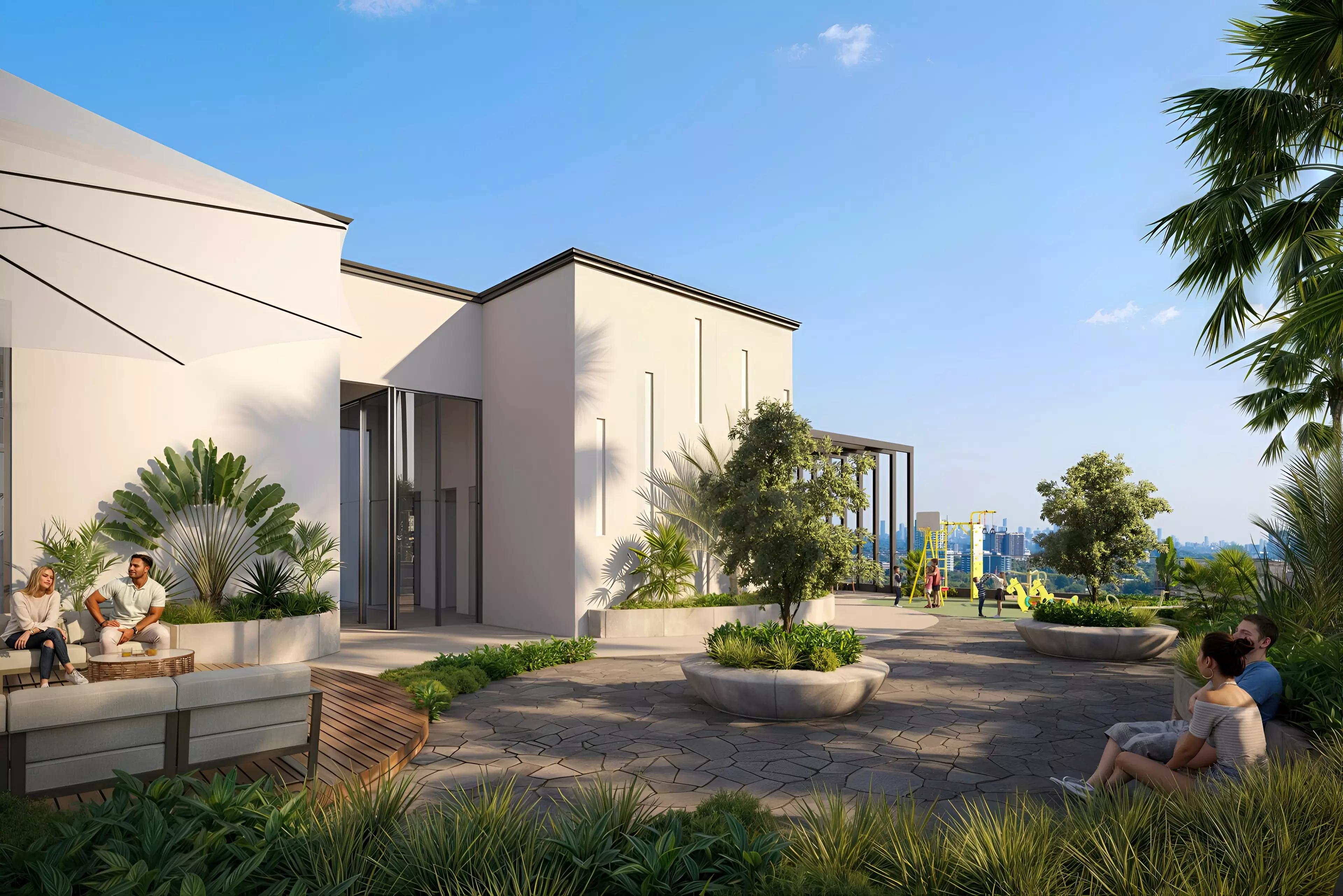 Manam Pearl building elevation and entrance, Al Furjan, Dubai