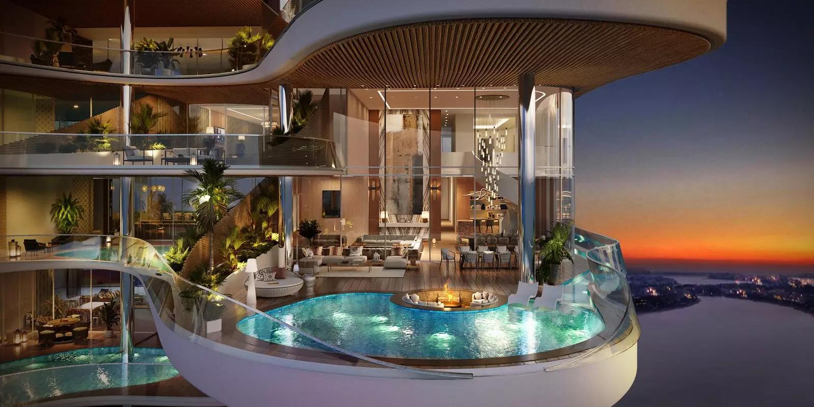 One Crescent penthouse interior living space, Palm Jumeirah, Dubai