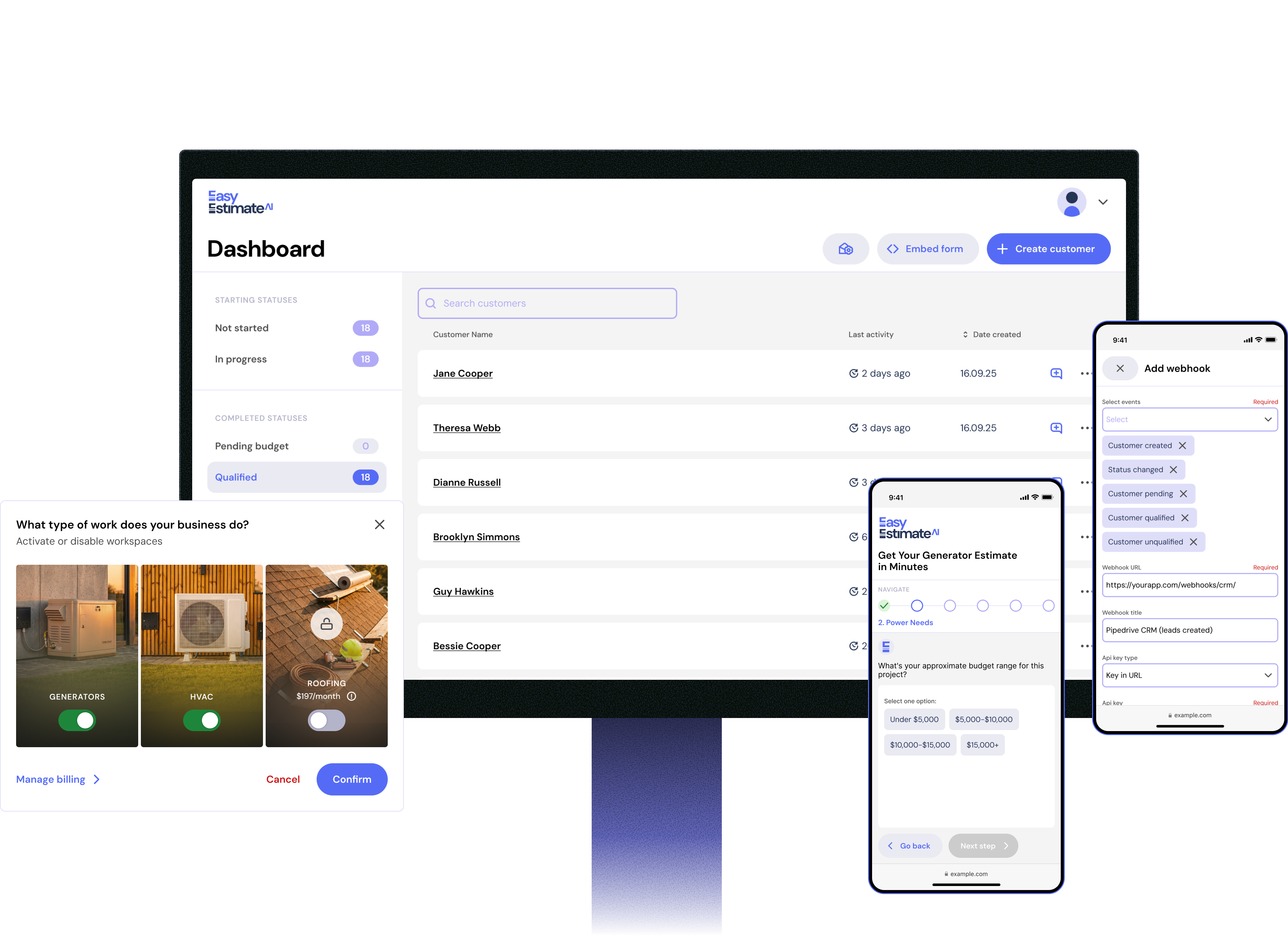 AI-powered cost estimation B2B web application