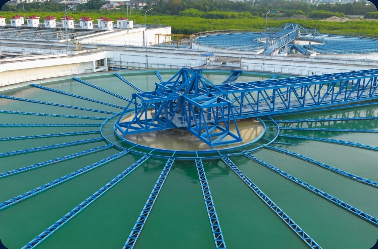 Aerial view of a water treatment plant