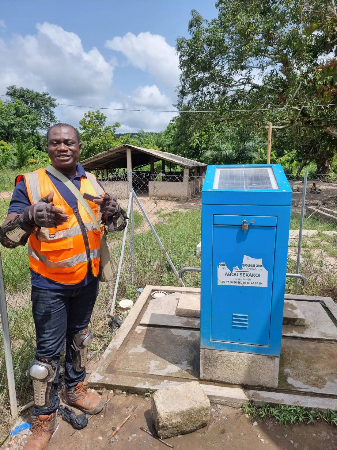 A man presenting at a water system.