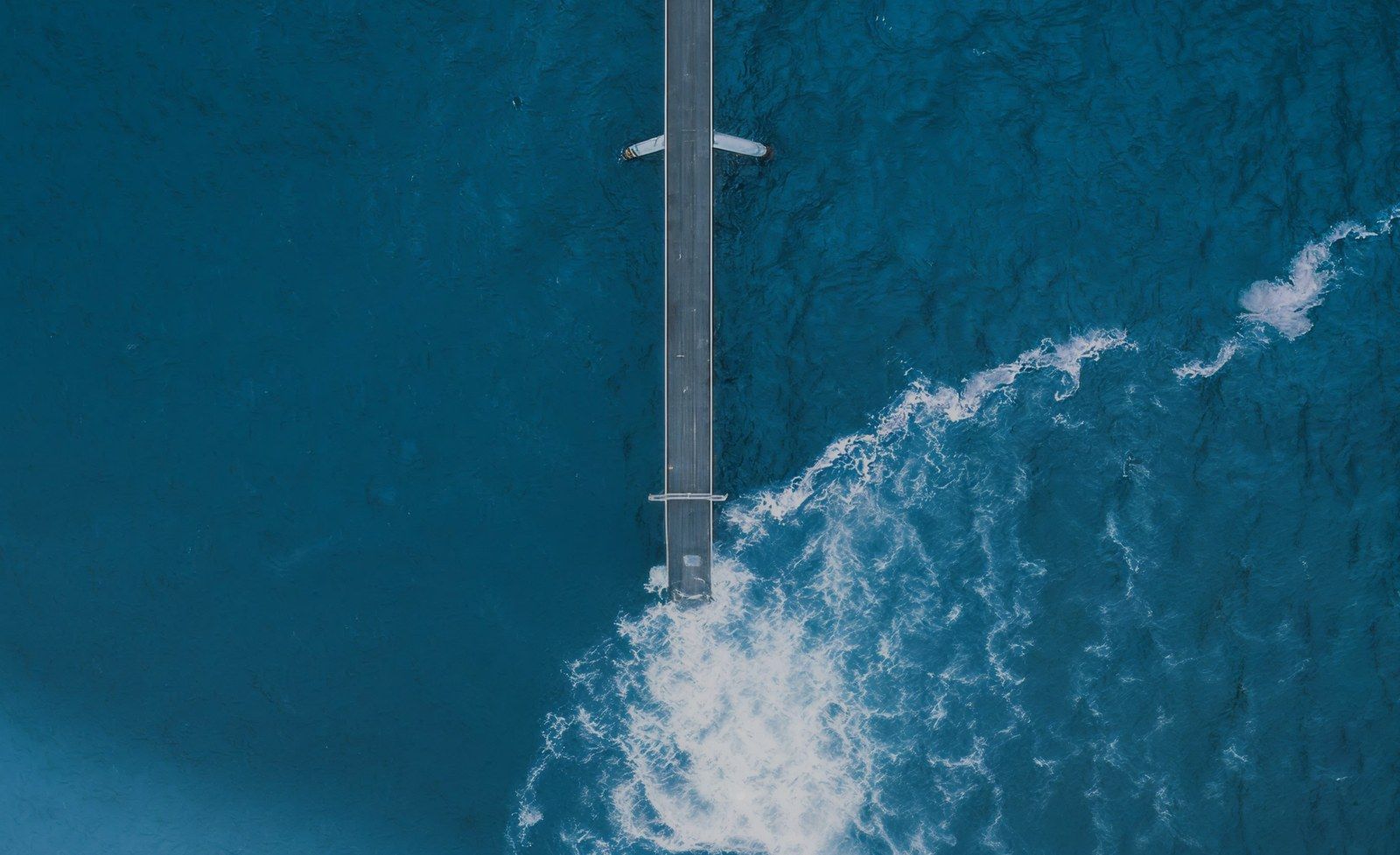 Aerial view of treated water flowing into open sea