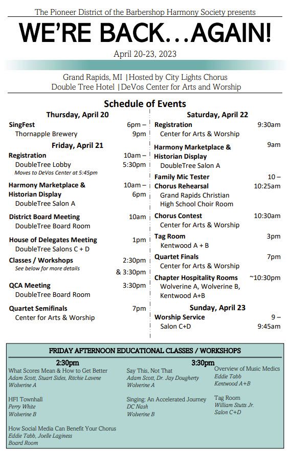 convention page 1 schedule of events