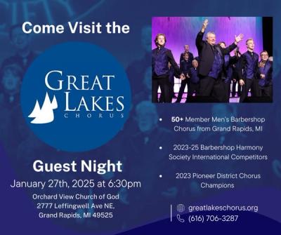 Great Lakes Chorus Guest Night: January 2025