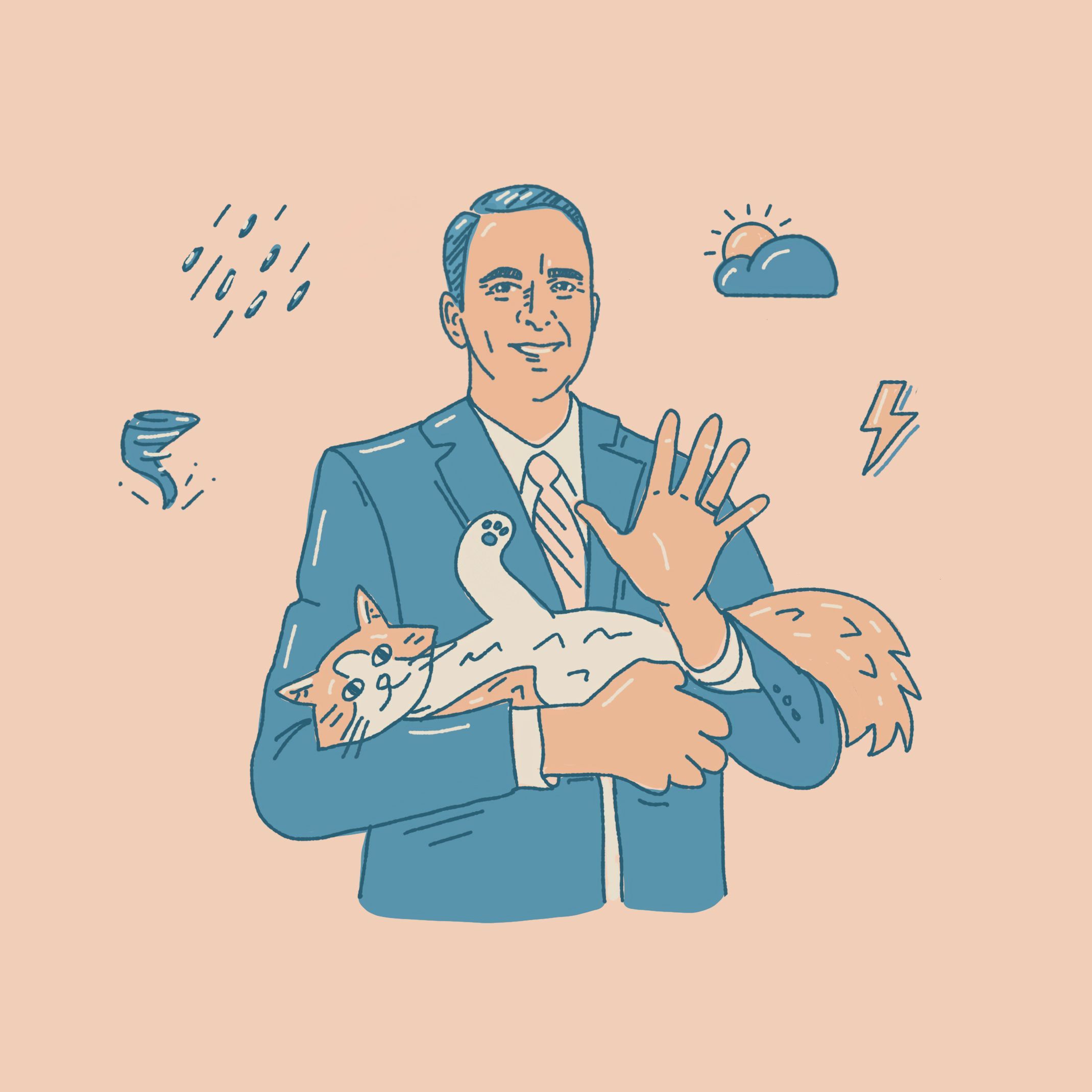 Jeff Lyons and Betty the Weather Cat Illustration image