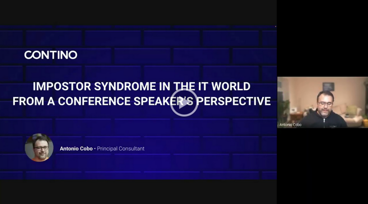 Opening slide of Antonio Cobo's presentation on Impostor Syndrome