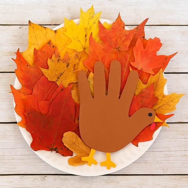 Leafy Handprint Turkey Craft