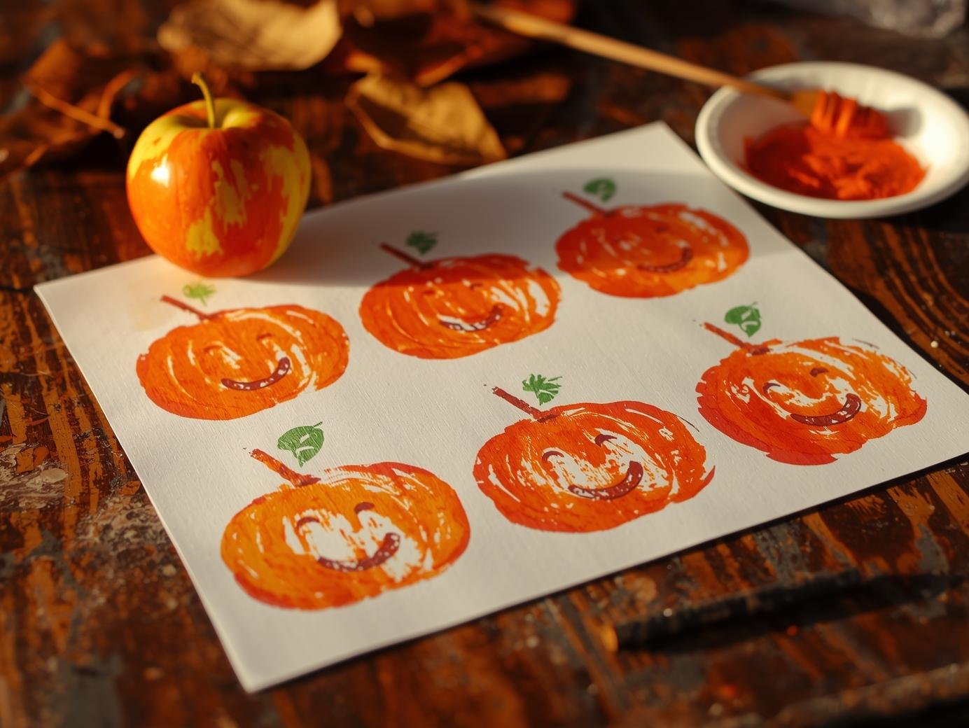 apple stamped pumpkins