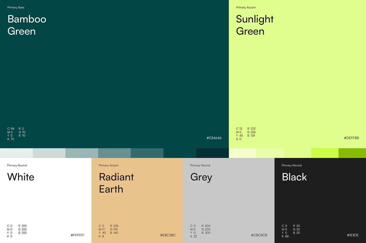 Radiant Health — colour system: earthy green and radiant neon