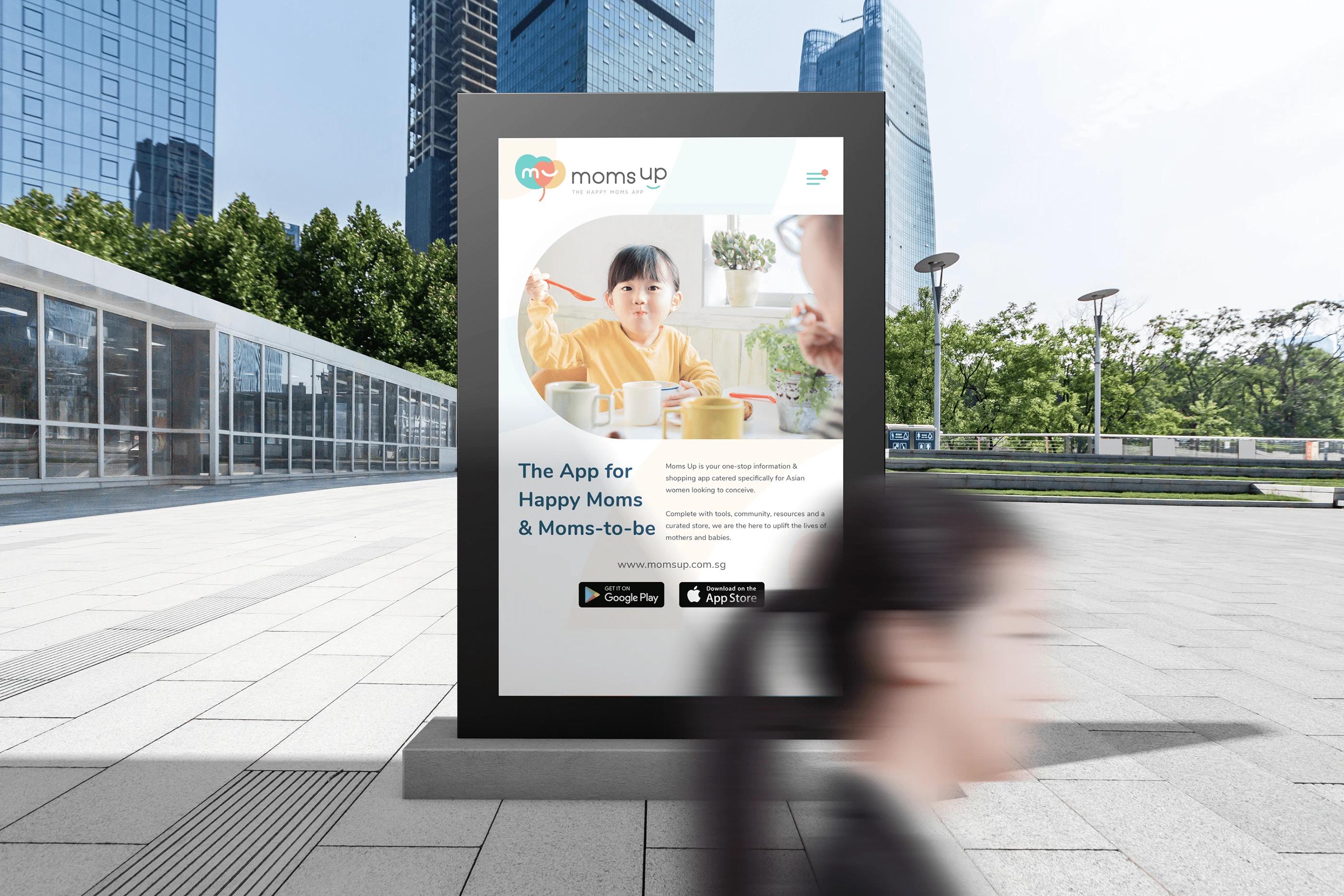 Moms Up — website app download landing page