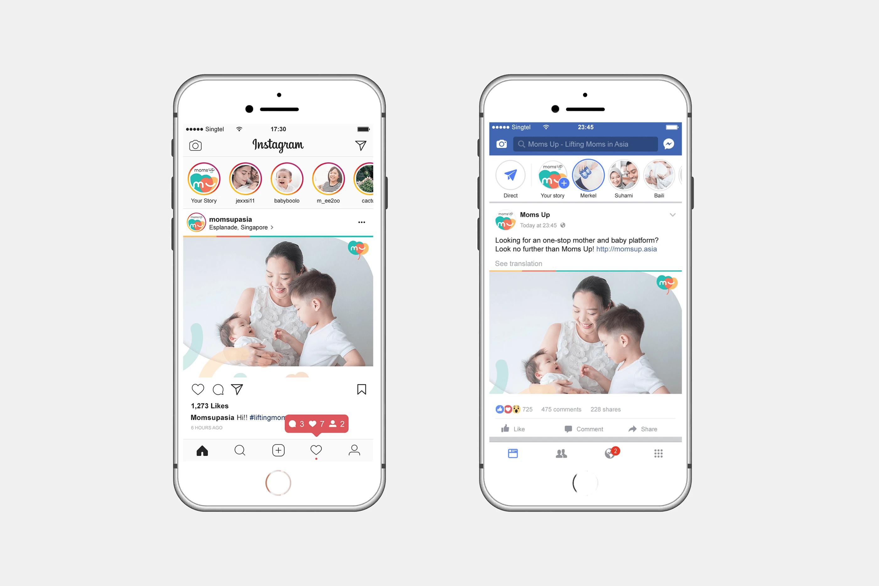 Moms Up — multi-market localisation visual