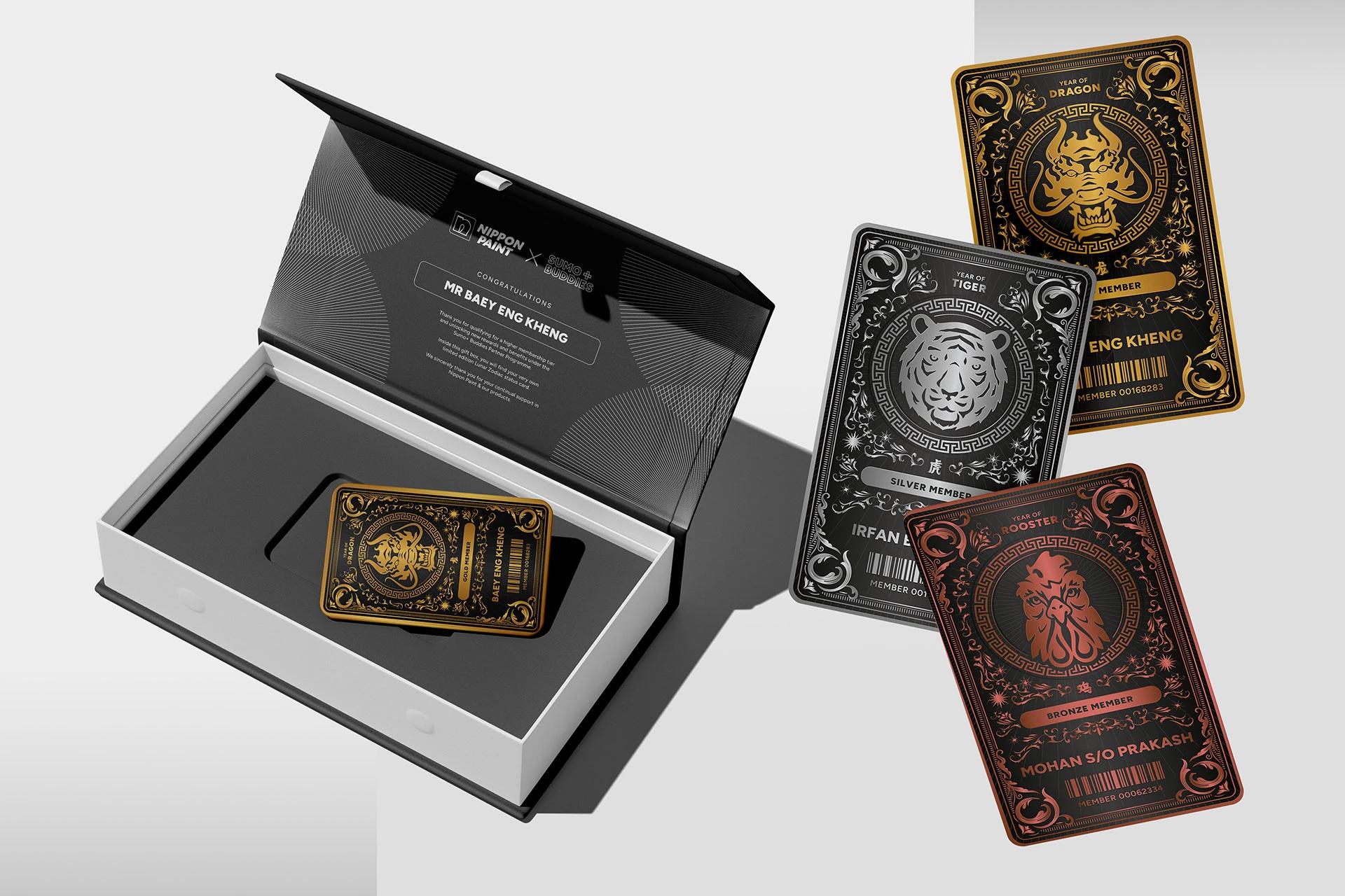 Sumo+ Buddies — loyalty programme hero with collectible metal card on dark background