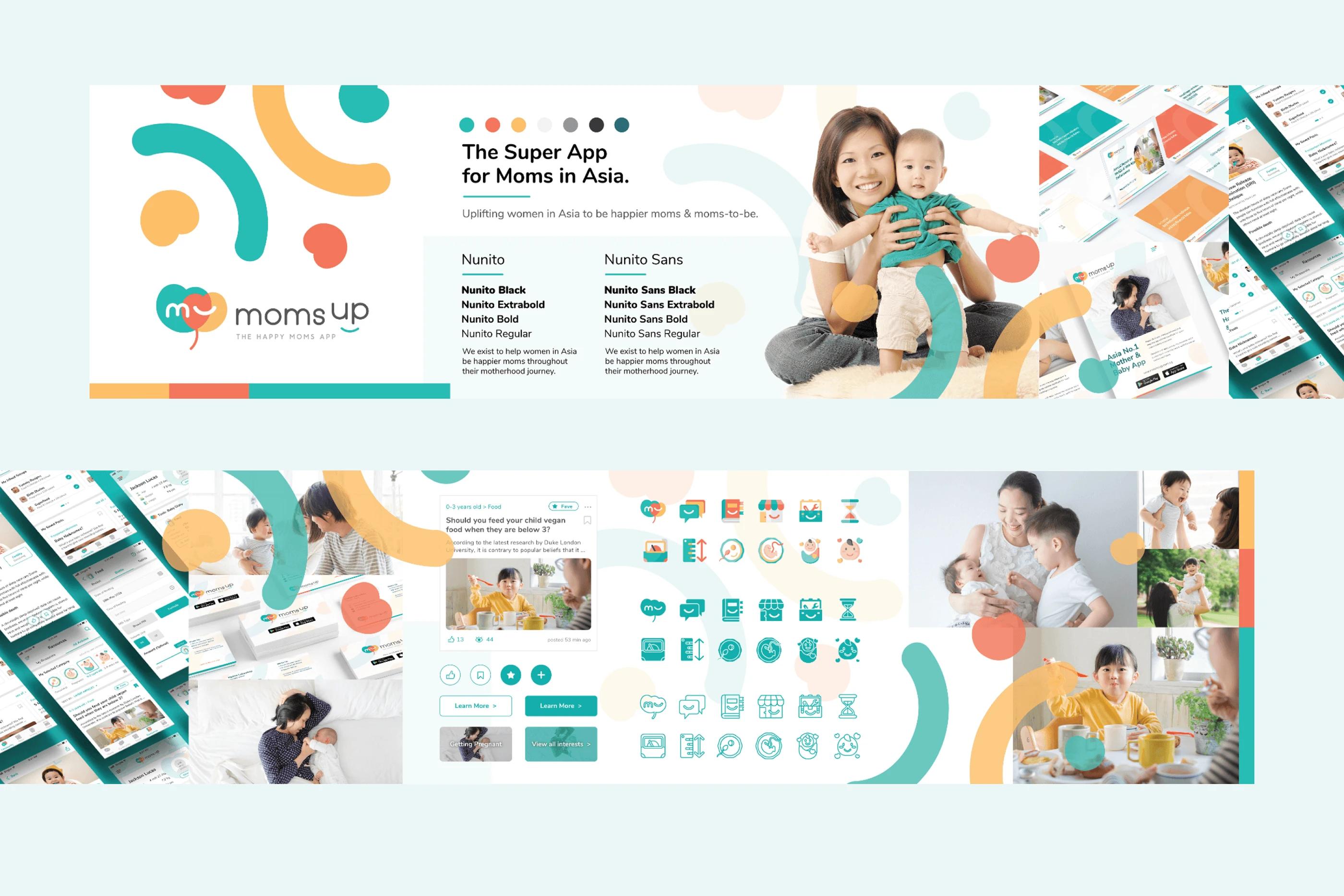 Moms Up — mobile app onboarding screen UI